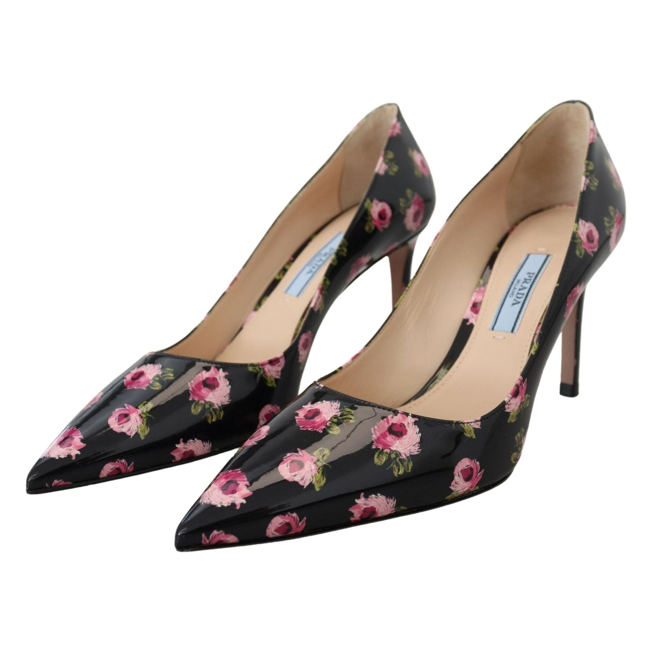 Elegant Floral Print Leather Pumps