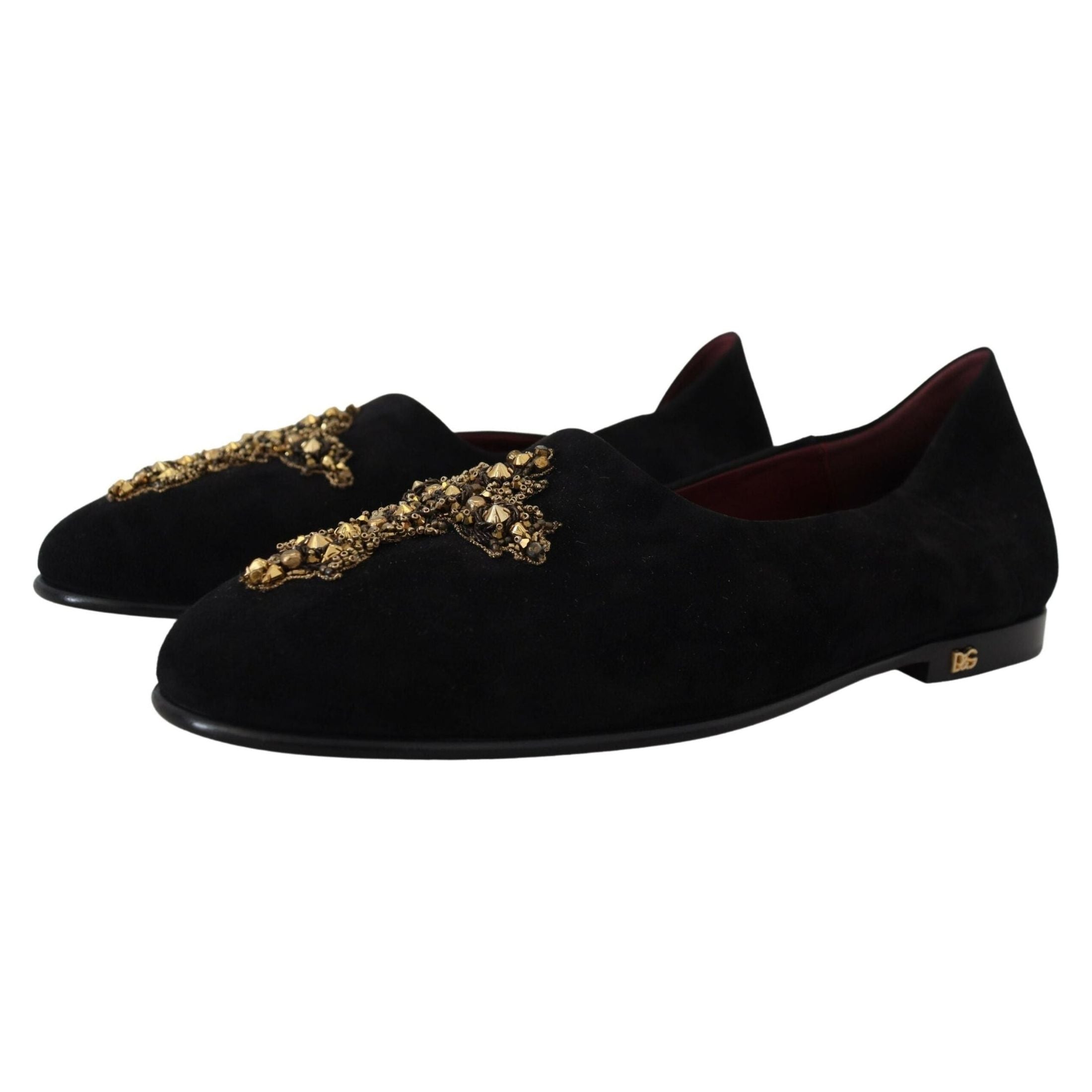 Black Gold Crystal Sequined Loafers