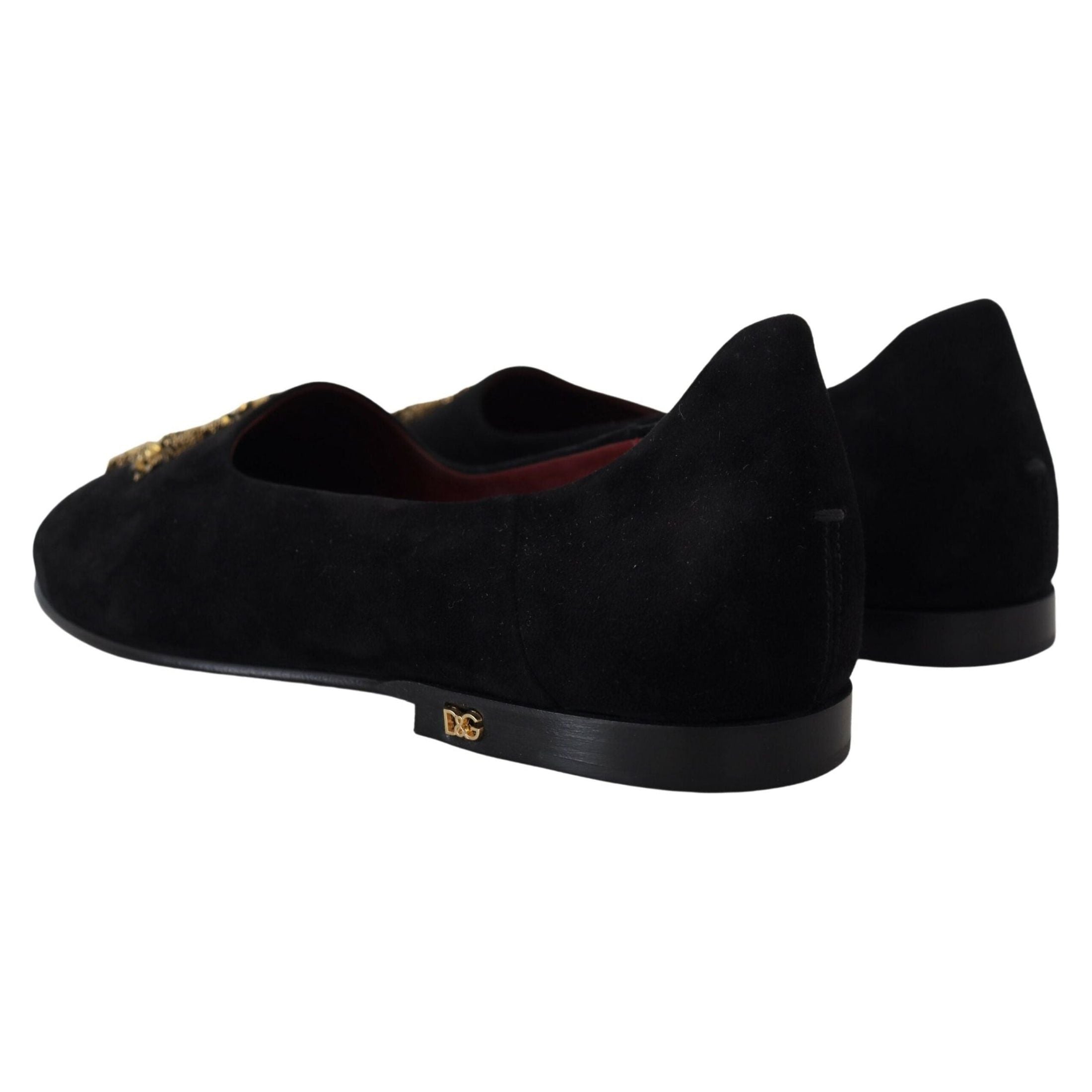 Black Gold Crystal Sequined Loafers