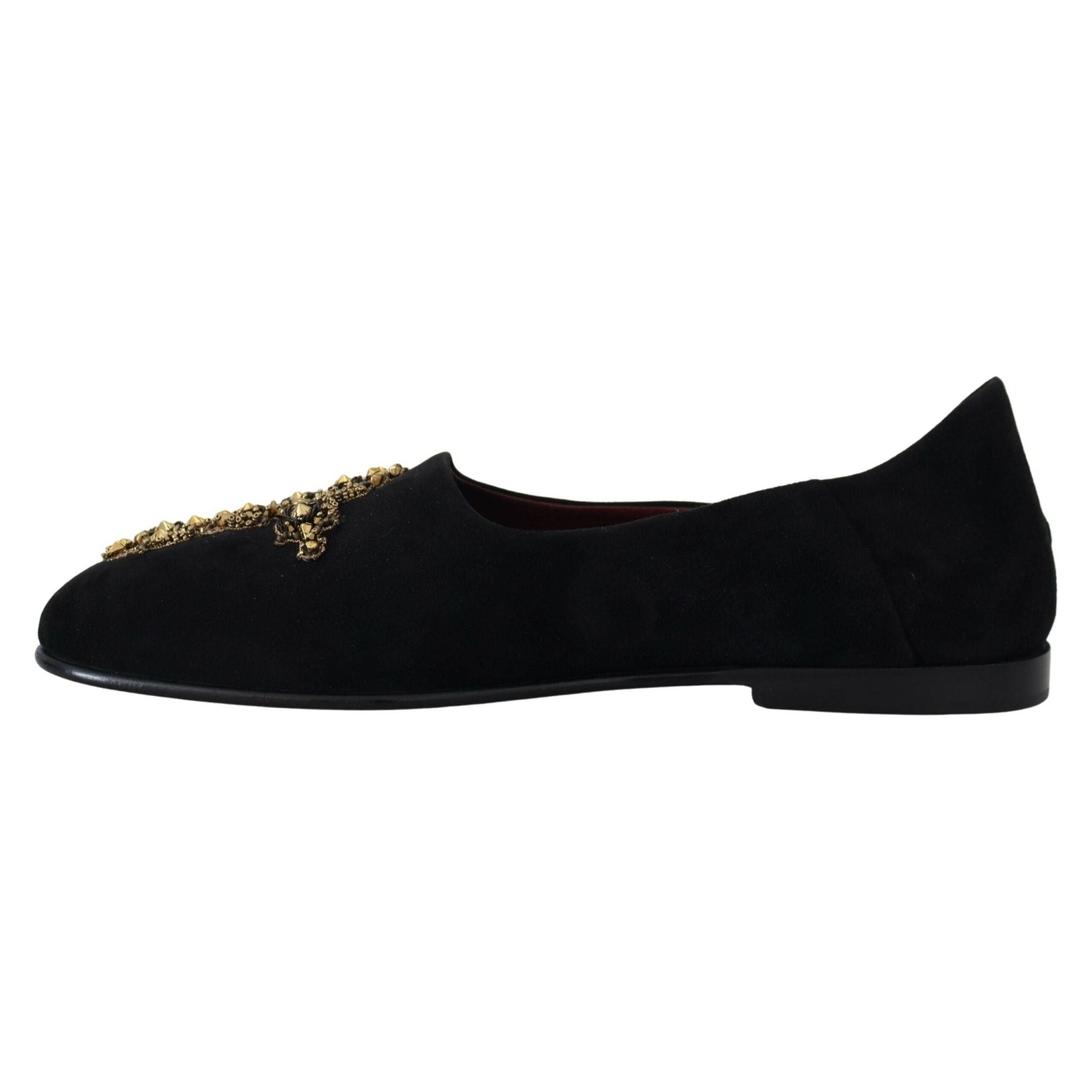 Black Gold Crystal Sequined Loafers