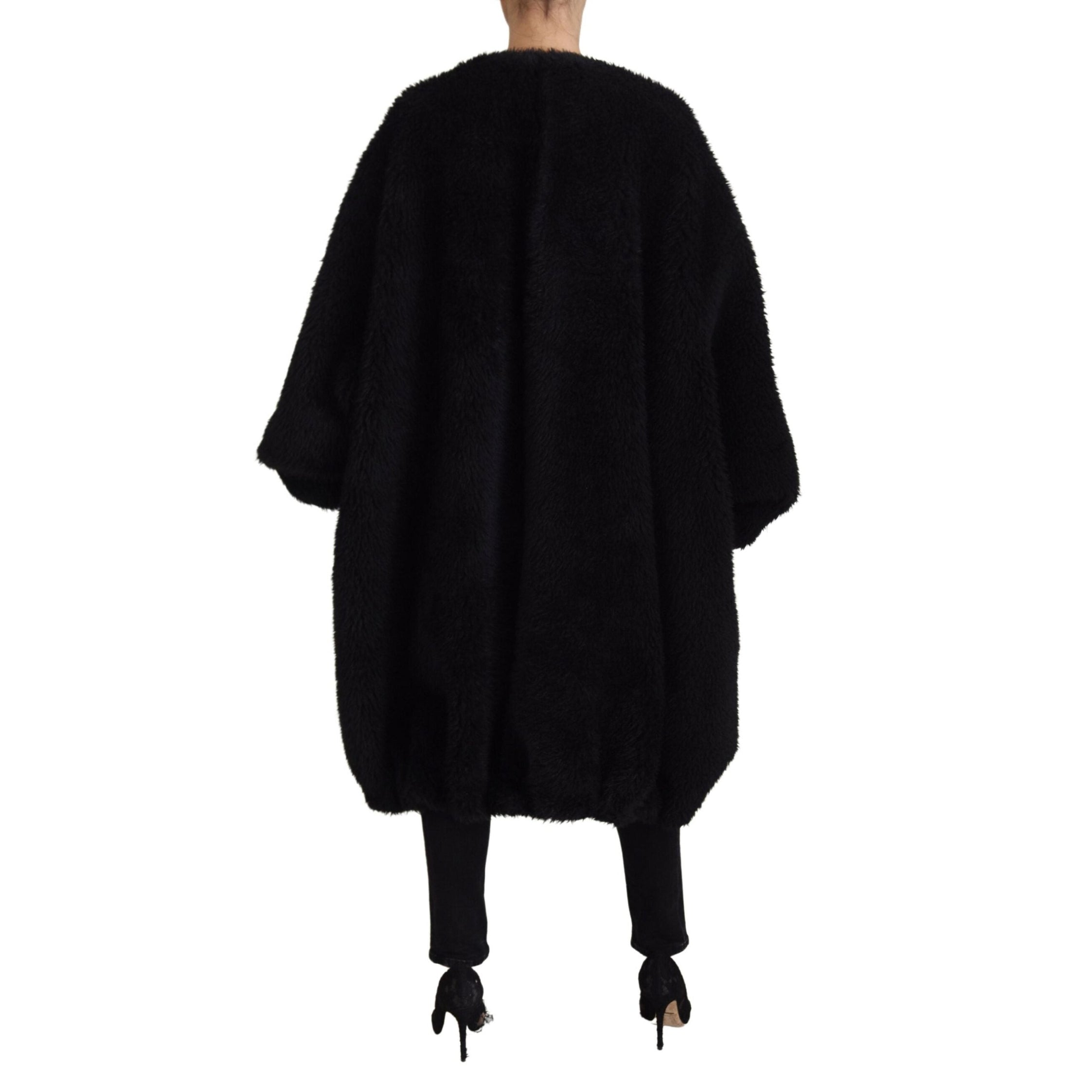 Elegant Black Cashmere Blend Overcoat Jacket