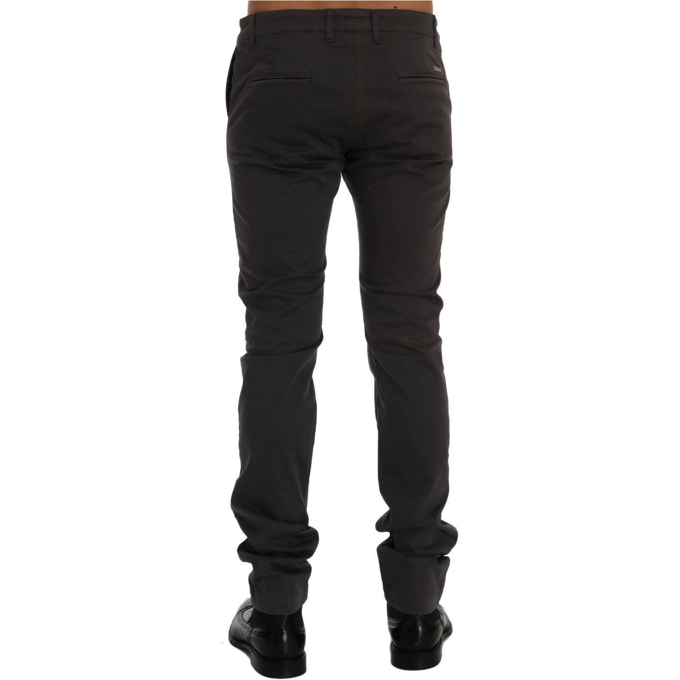 Elegant Slim-Fit Gray Cotton Trousers