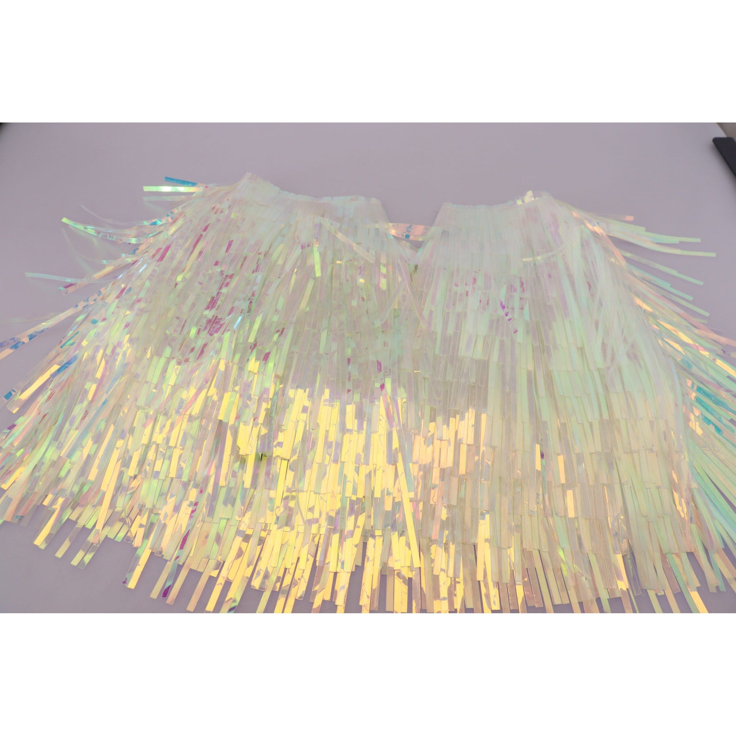 Iridescent Fringe Mini Skirt Mid Waist