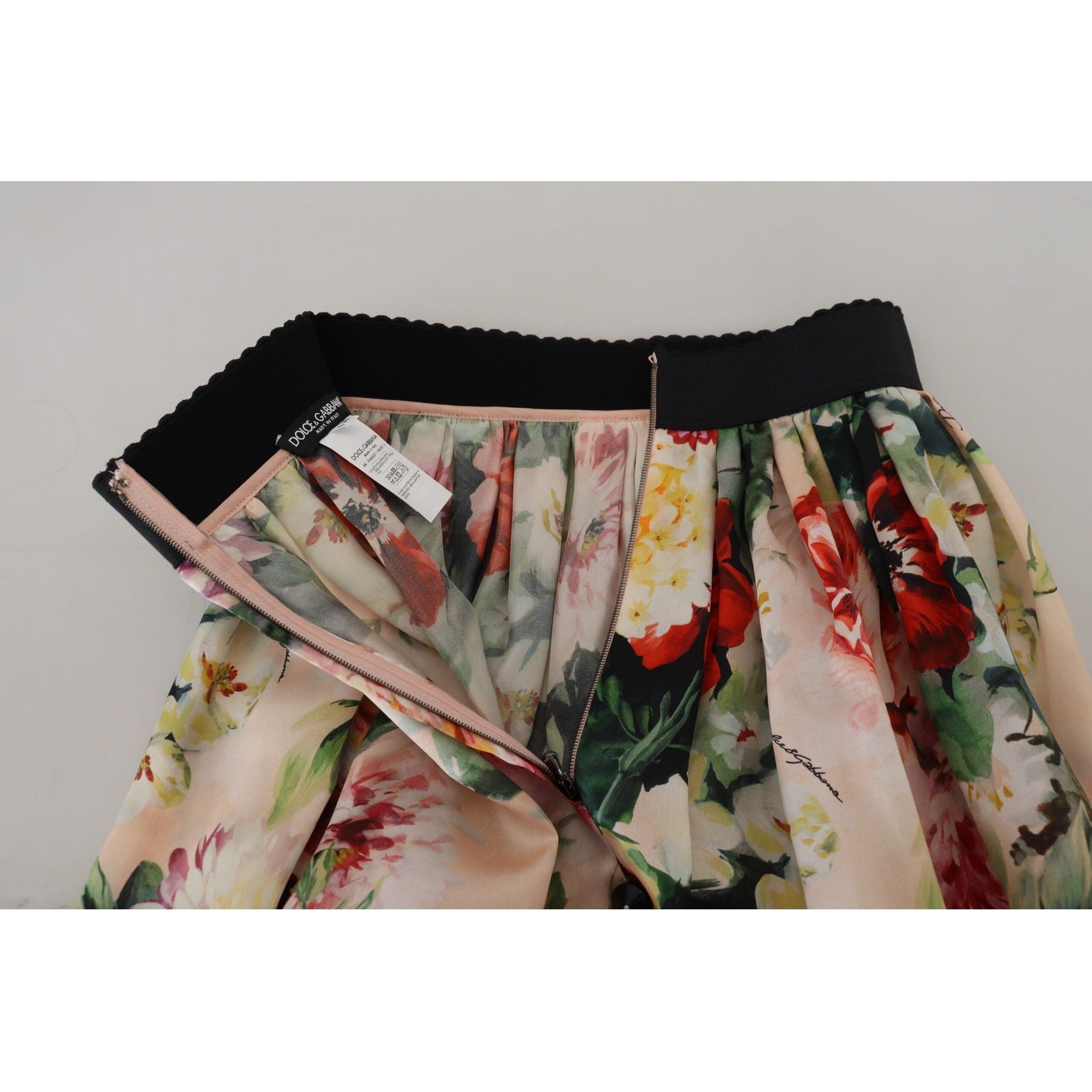 Exquisite High Waist Floral Silk Skirt