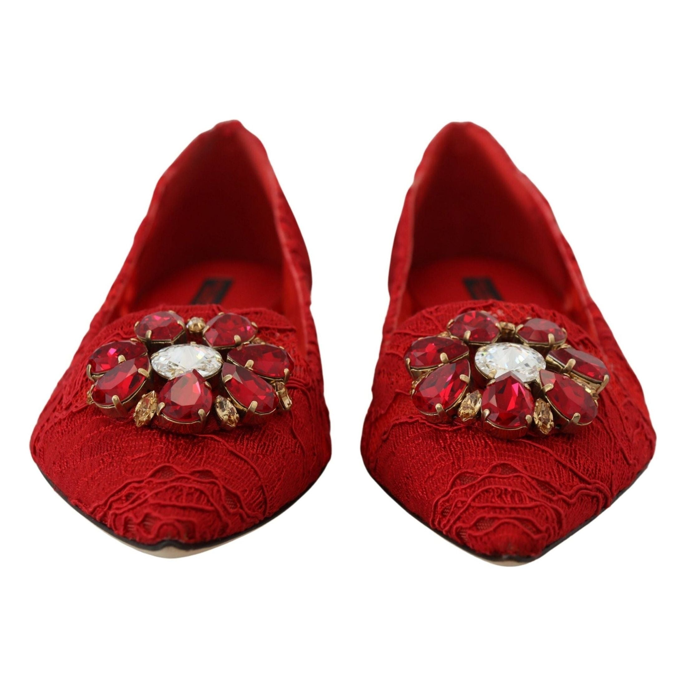 Red Crystal-Embellished Flats