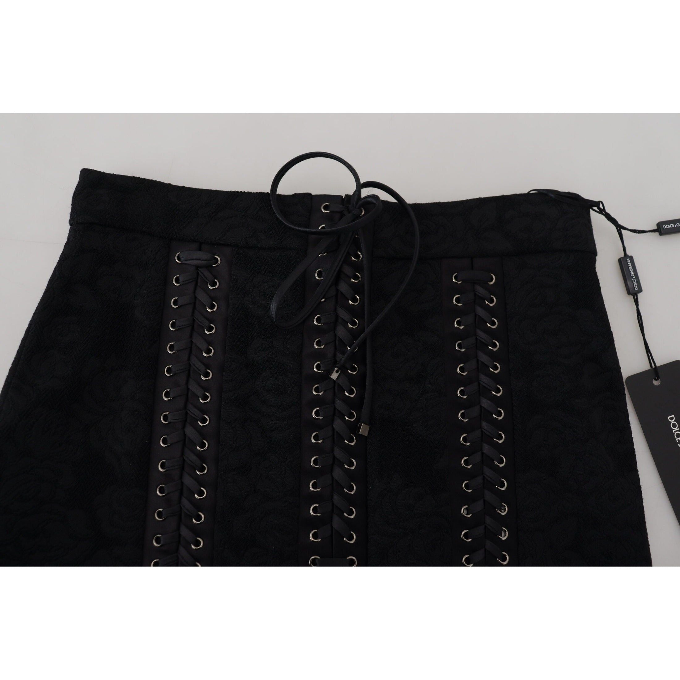 Elegant Black High-Waist Silk-Lined Skirt