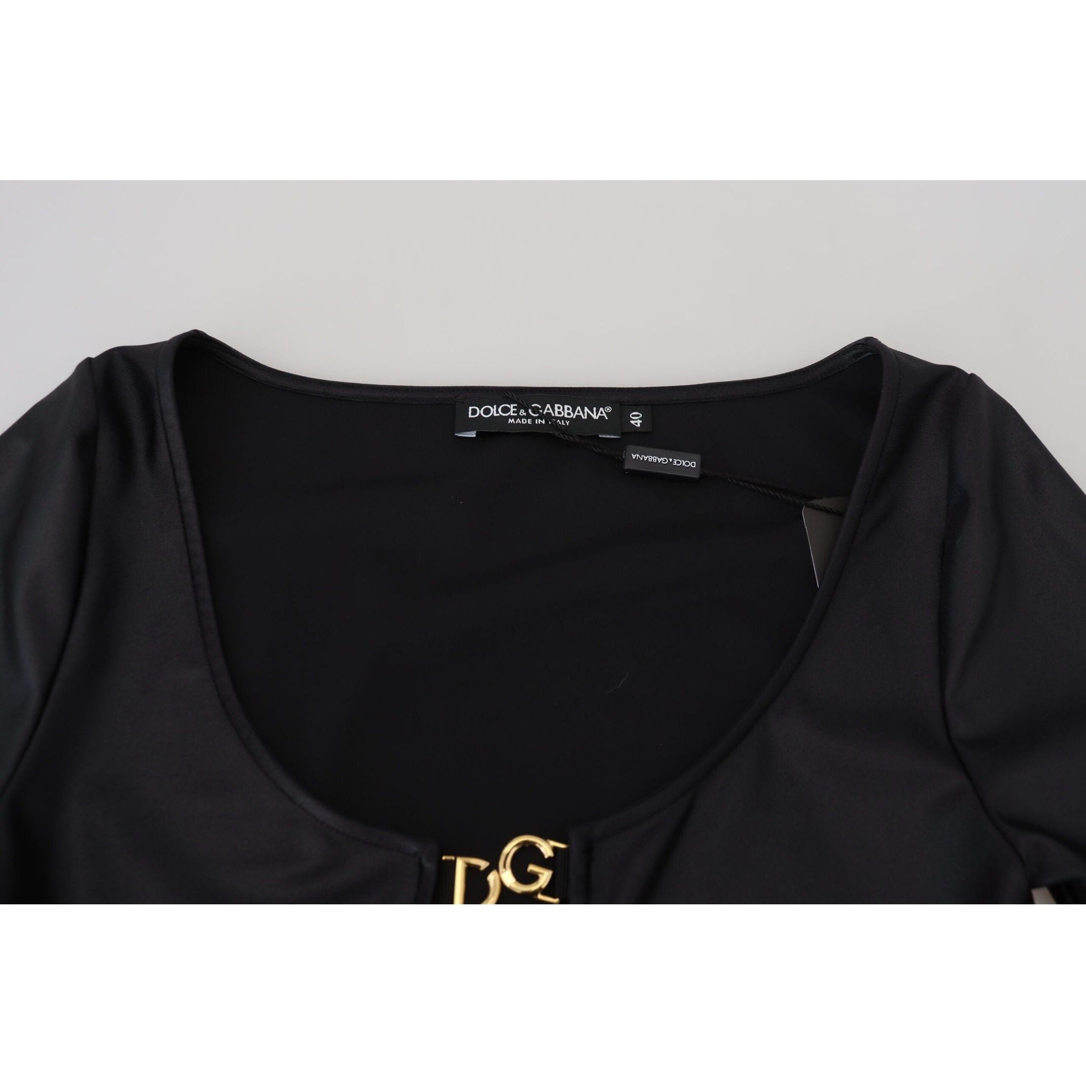 Elegant Black 3/4 Sleeve Top with Gold Detailing