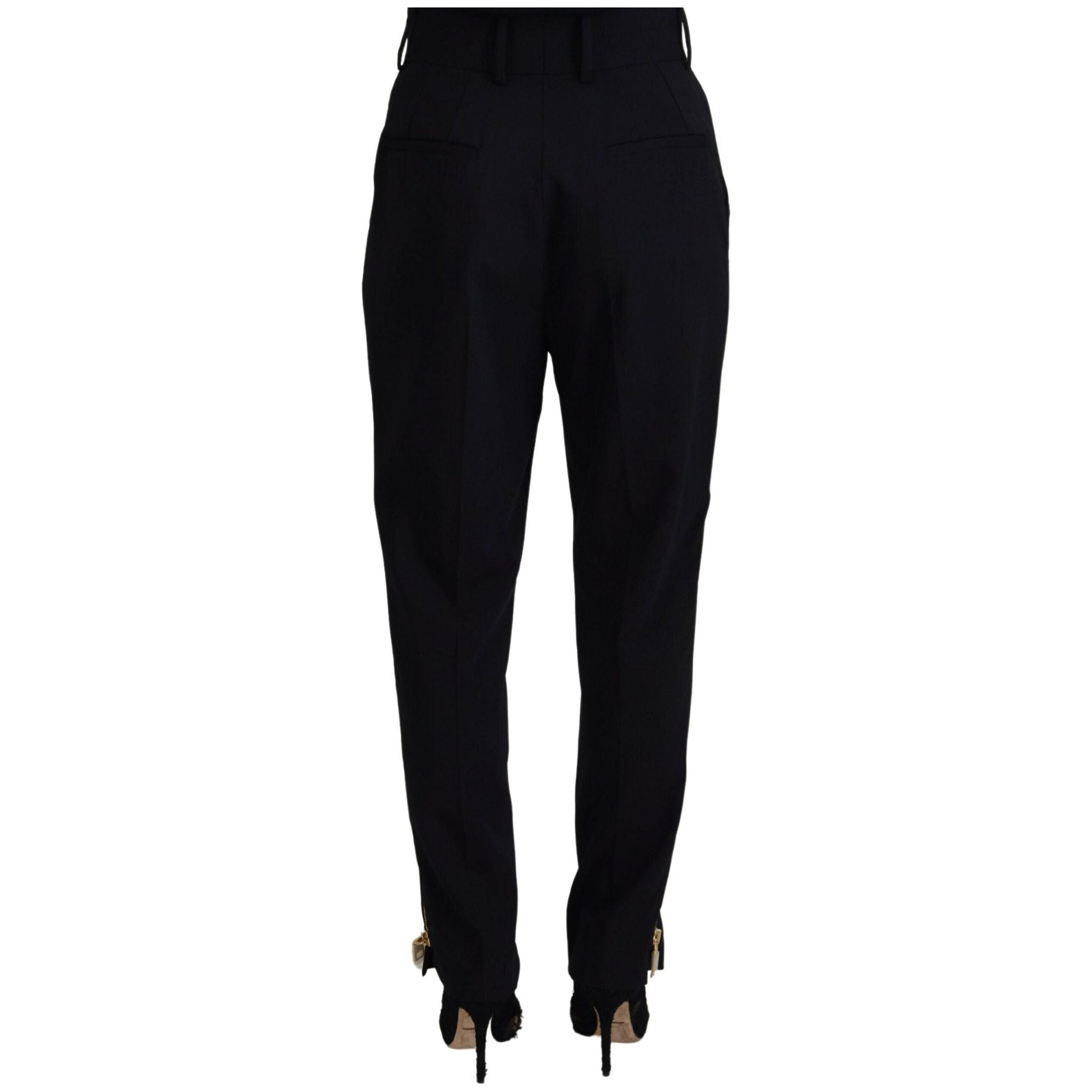 Elegant High Waist Tapered Wool Pants