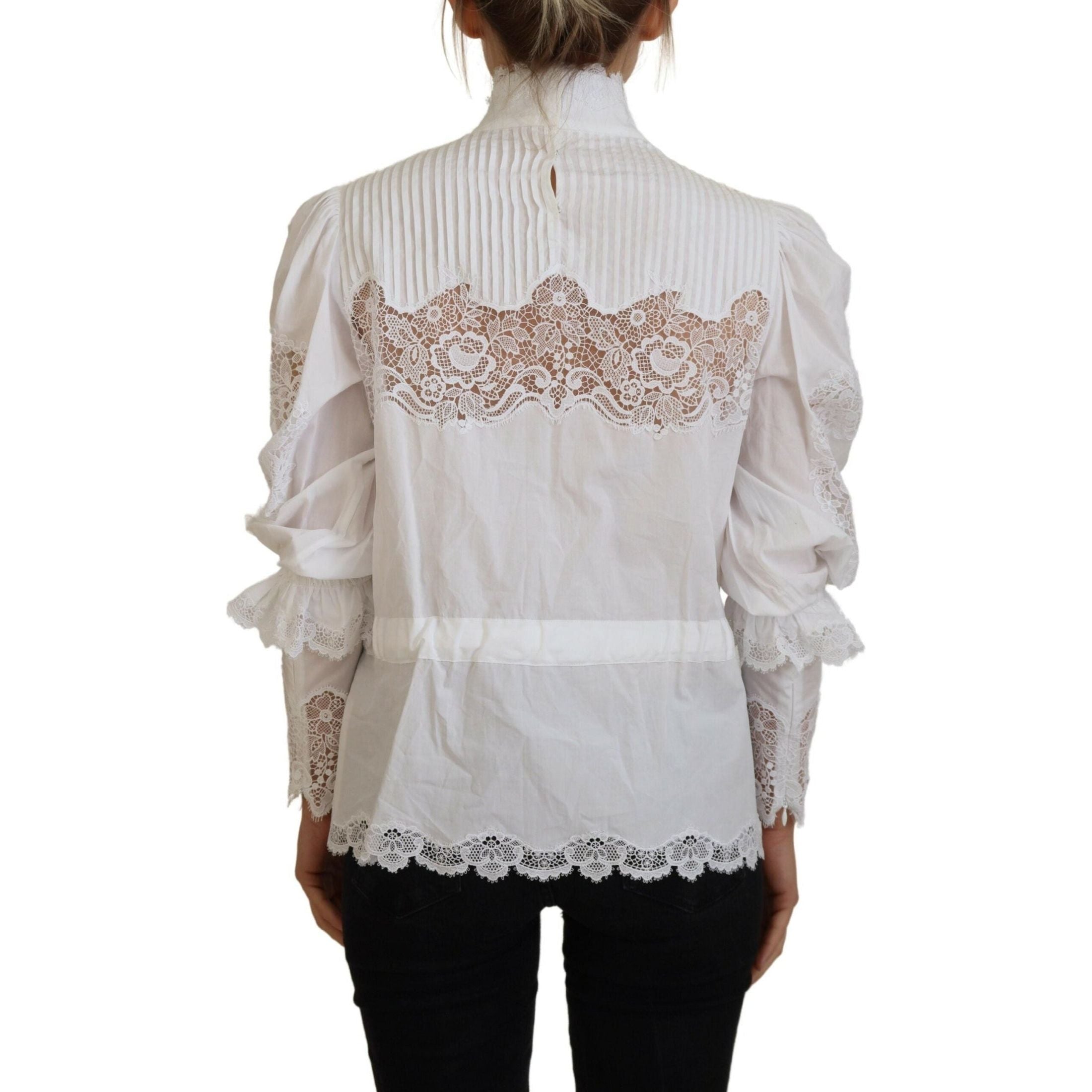 Elegant White Lace Trim Cotton Blouse