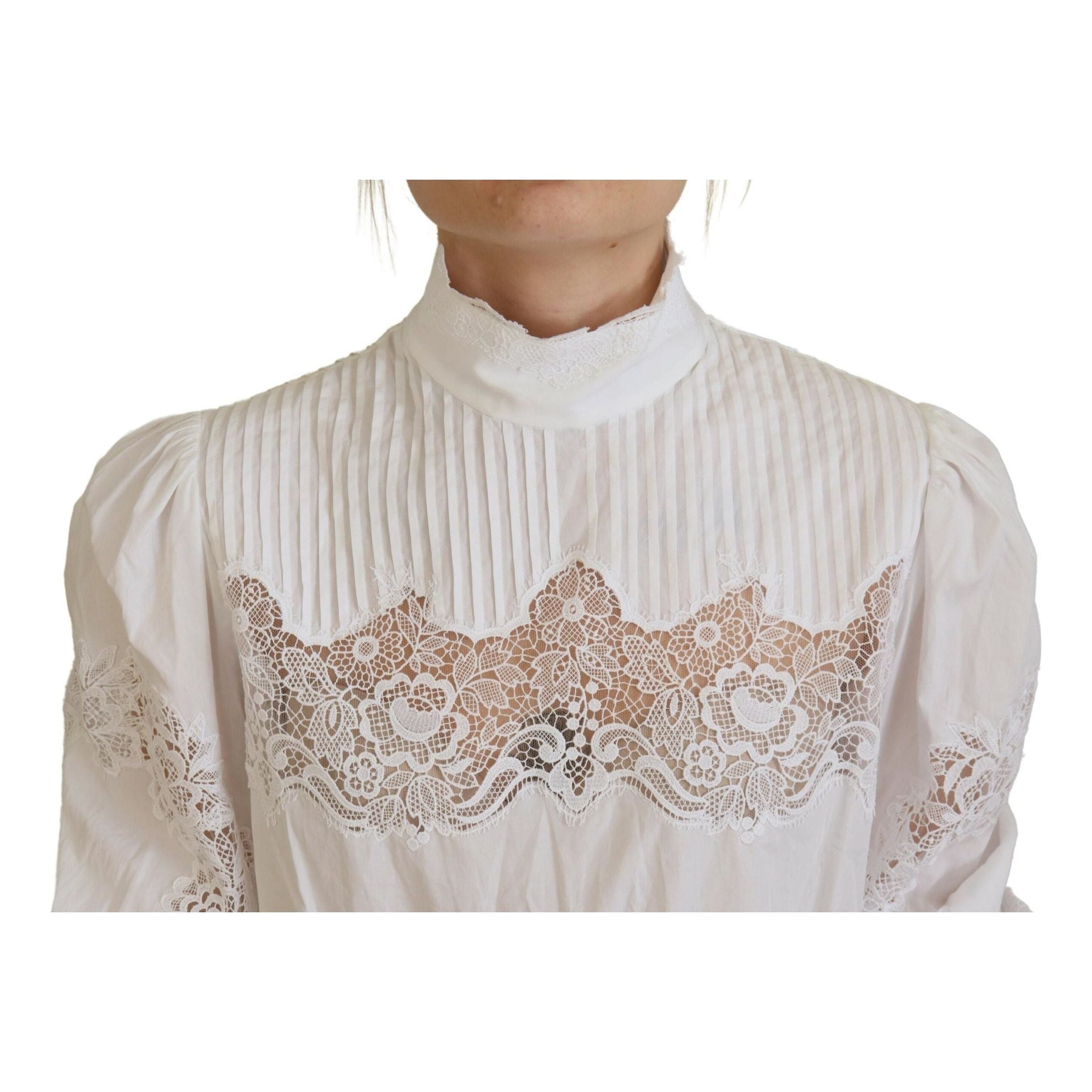 Elegant White Lace Trim Cotton Blouse