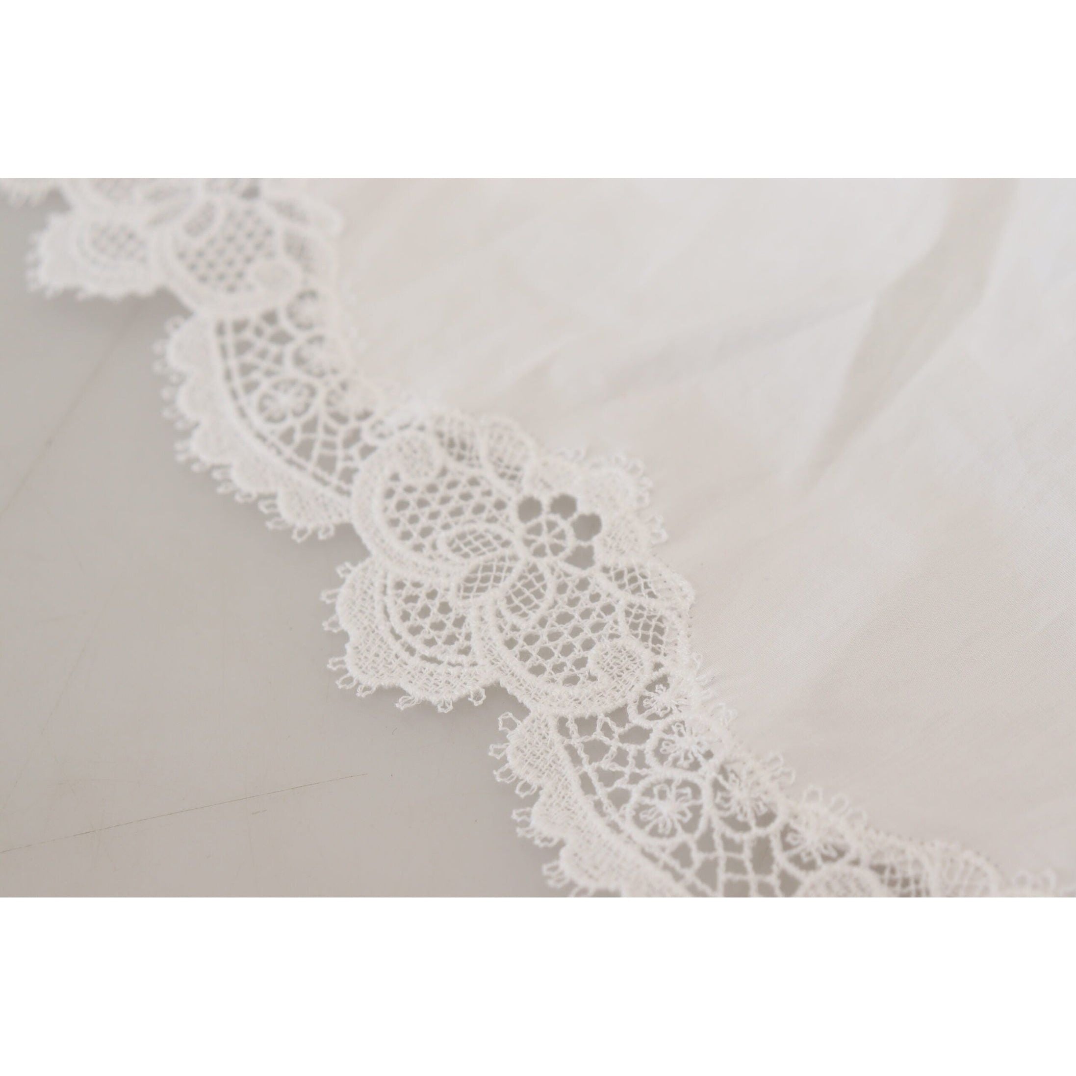 Elegant White Lace Trim Cotton Blouse