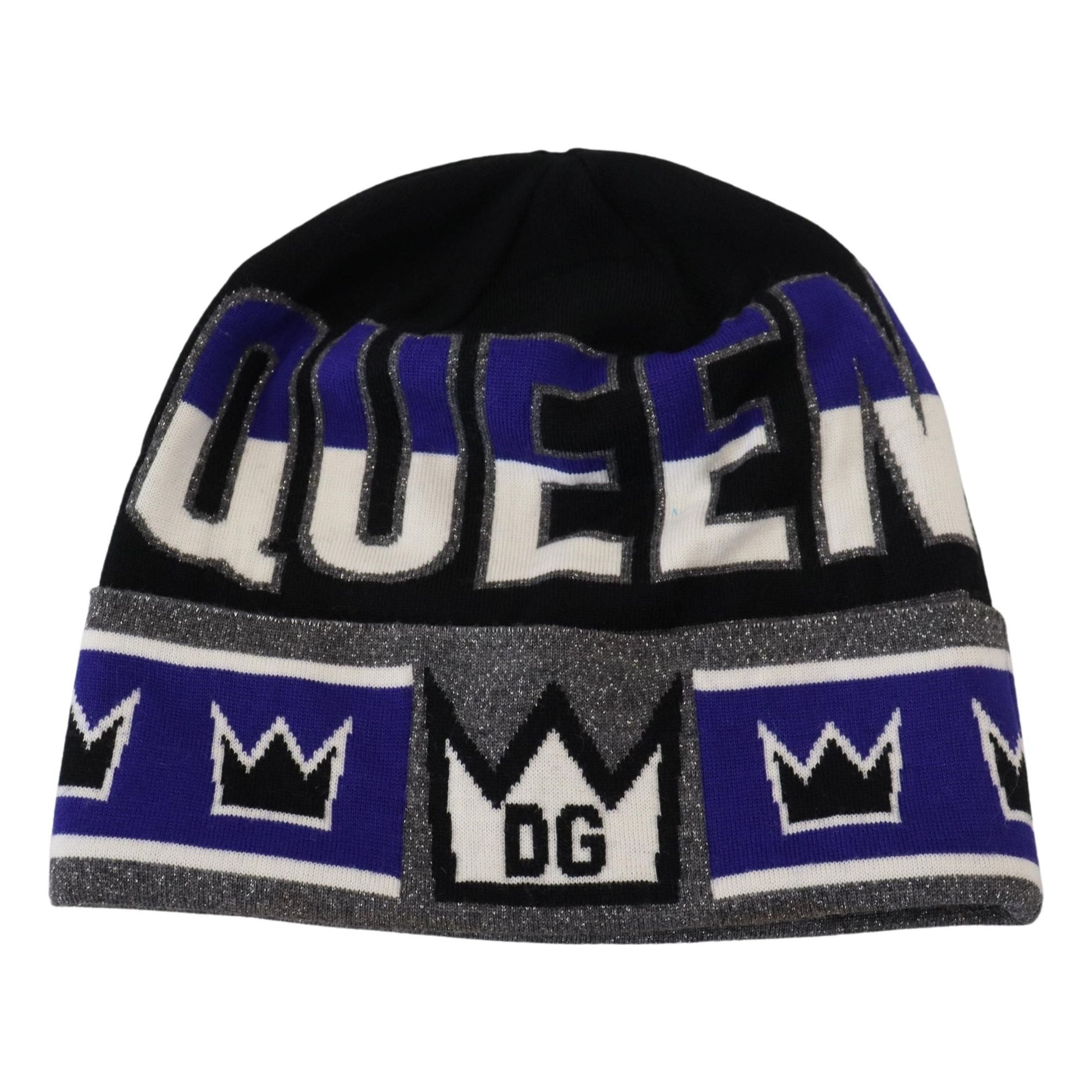 Multicolor Wool Blend Beanie with Queen Logo