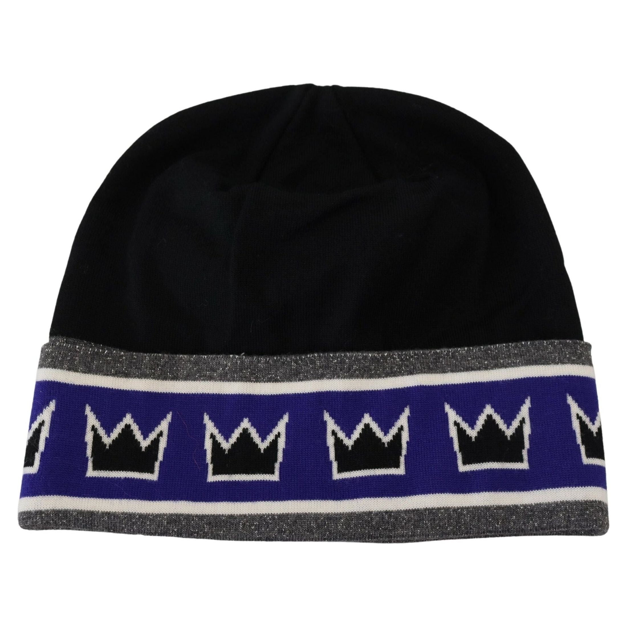 Multicolor Wool Blend Beanie with Queen Logo