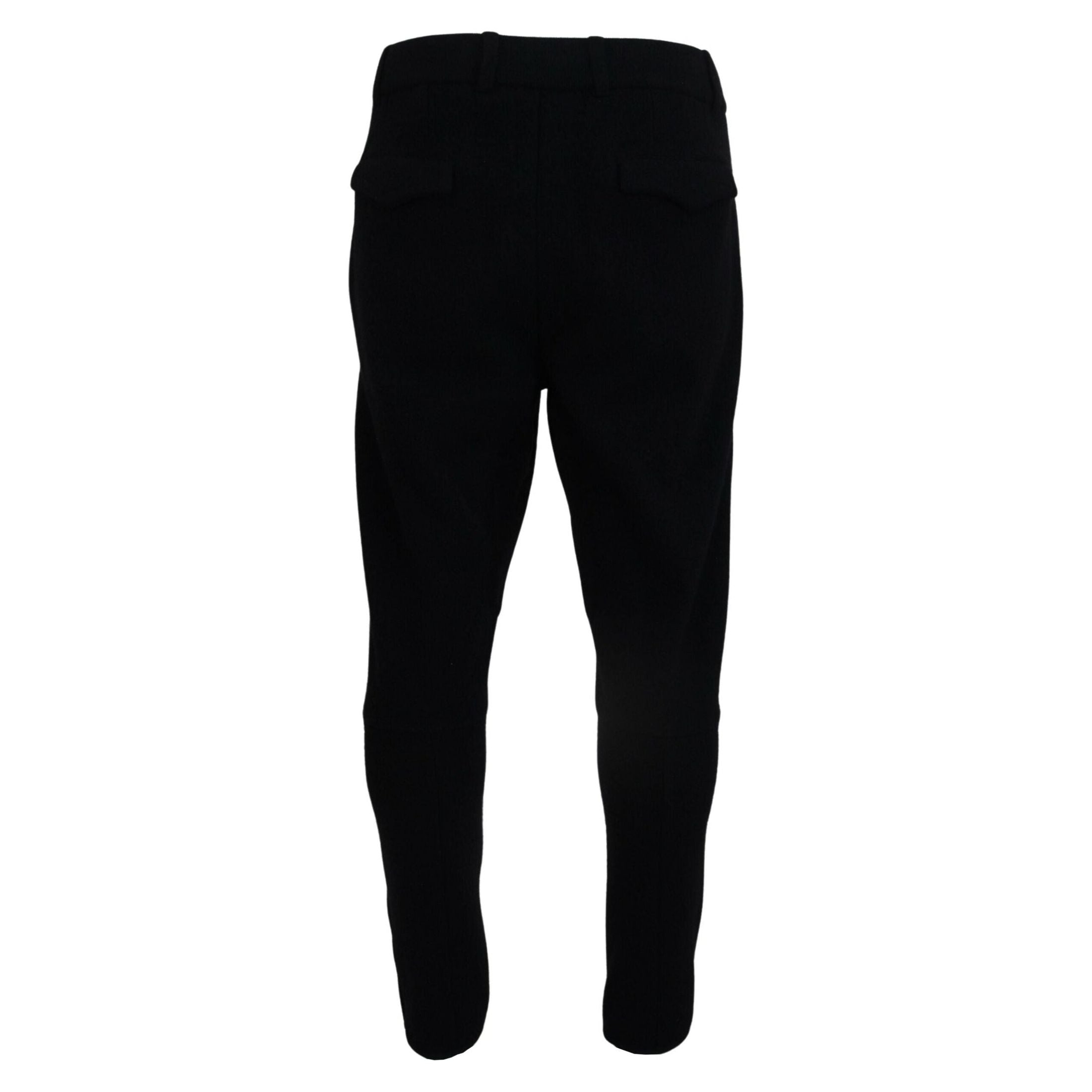 Elegant Black Tapered Wool Trousers