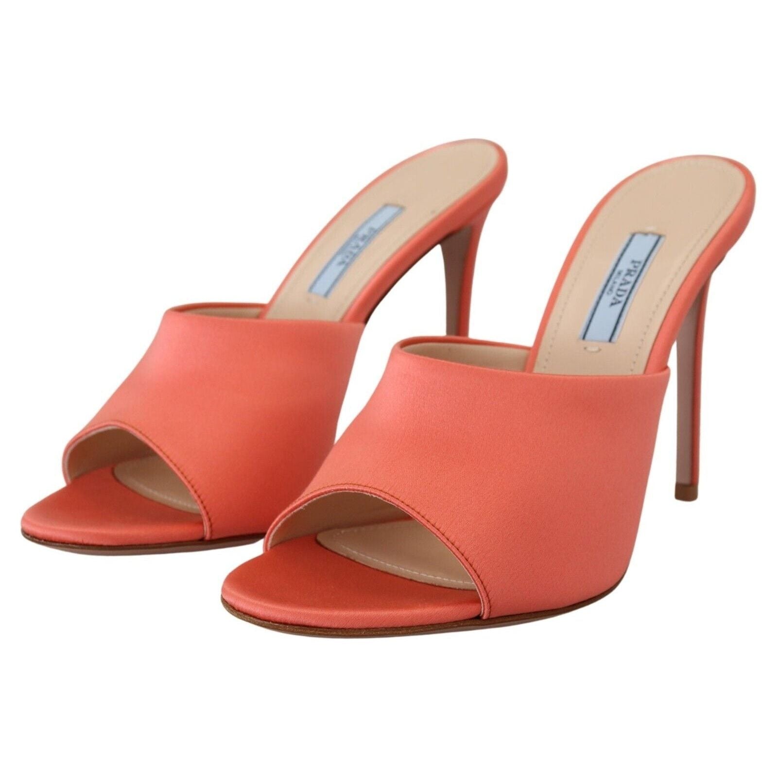 Elegant Coral Leather Heels Sandals