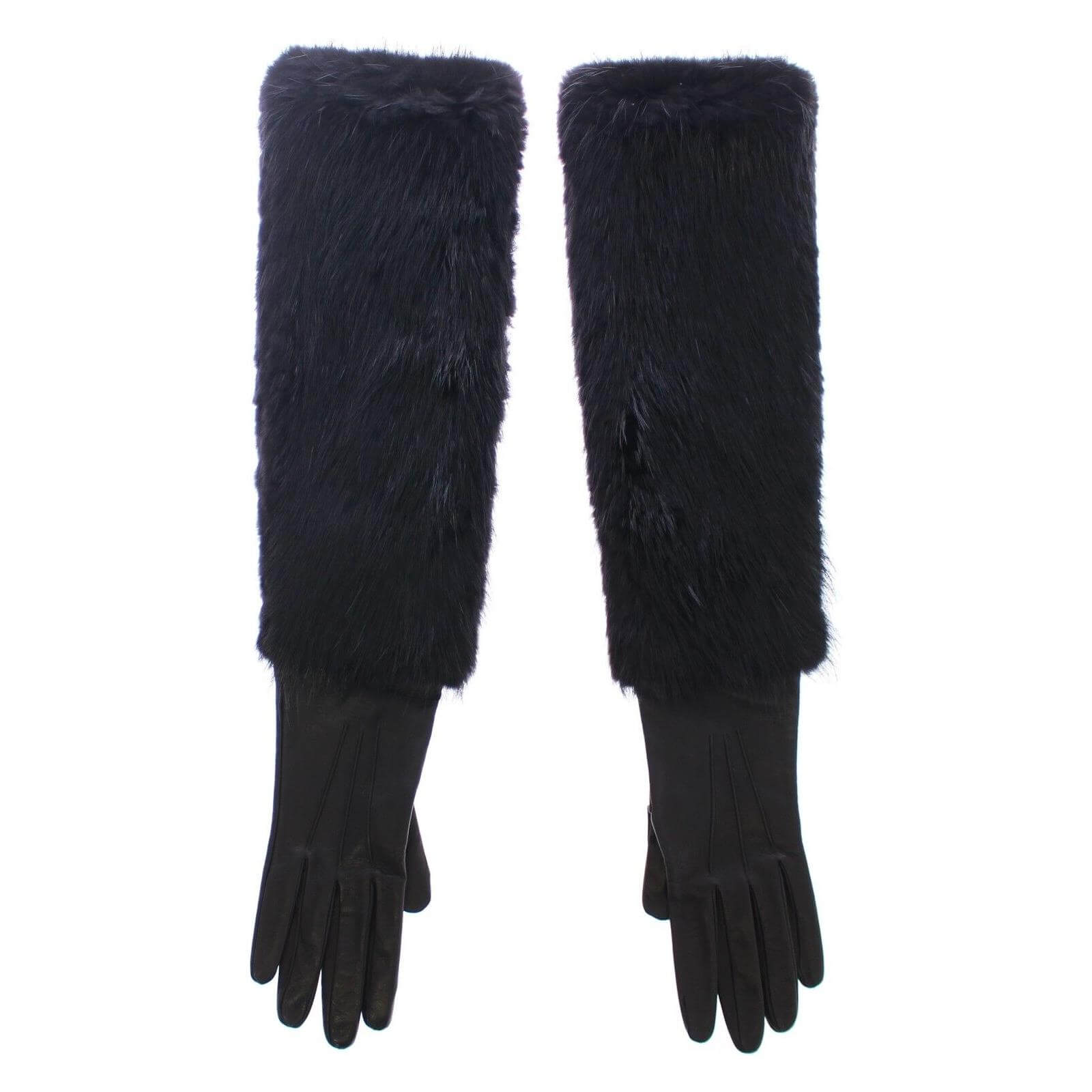 Elegant Elbow-Length Beaver Fur Gloves