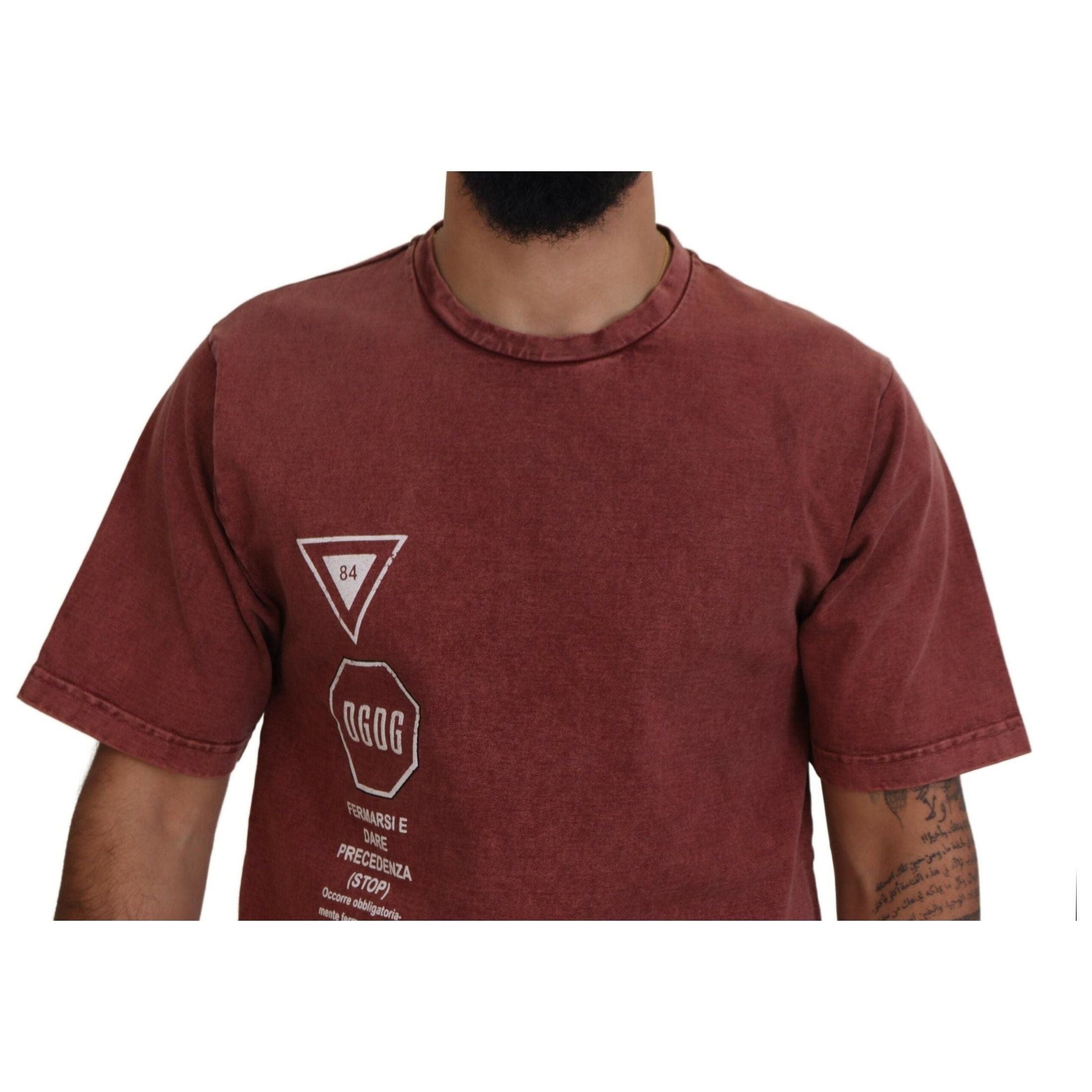 Elegant Maroon Printed Cotton Tee