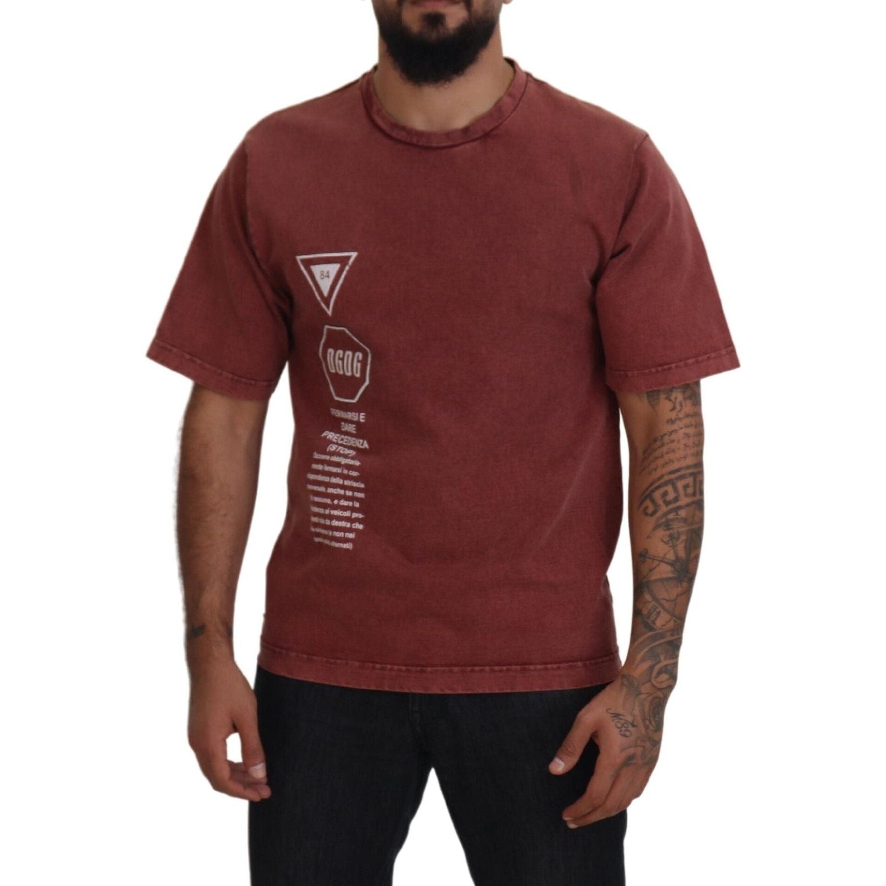 Elegant Maroon Printed Cotton Tee