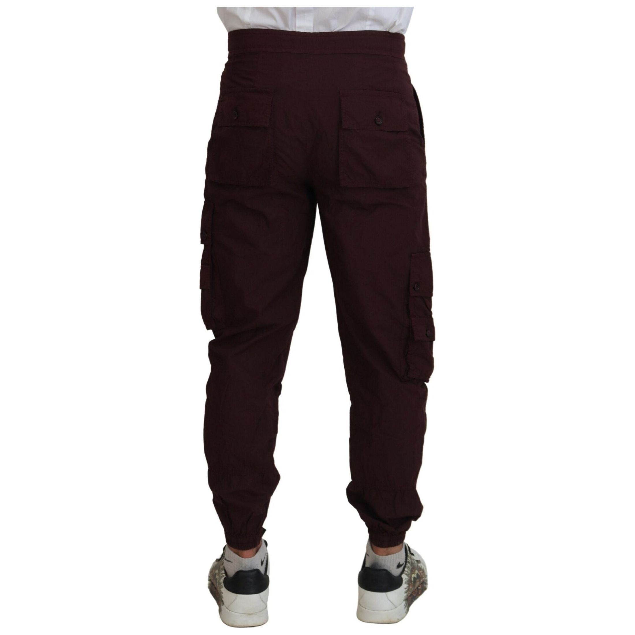 Elegant Burgundy Cotton Jogger Pants