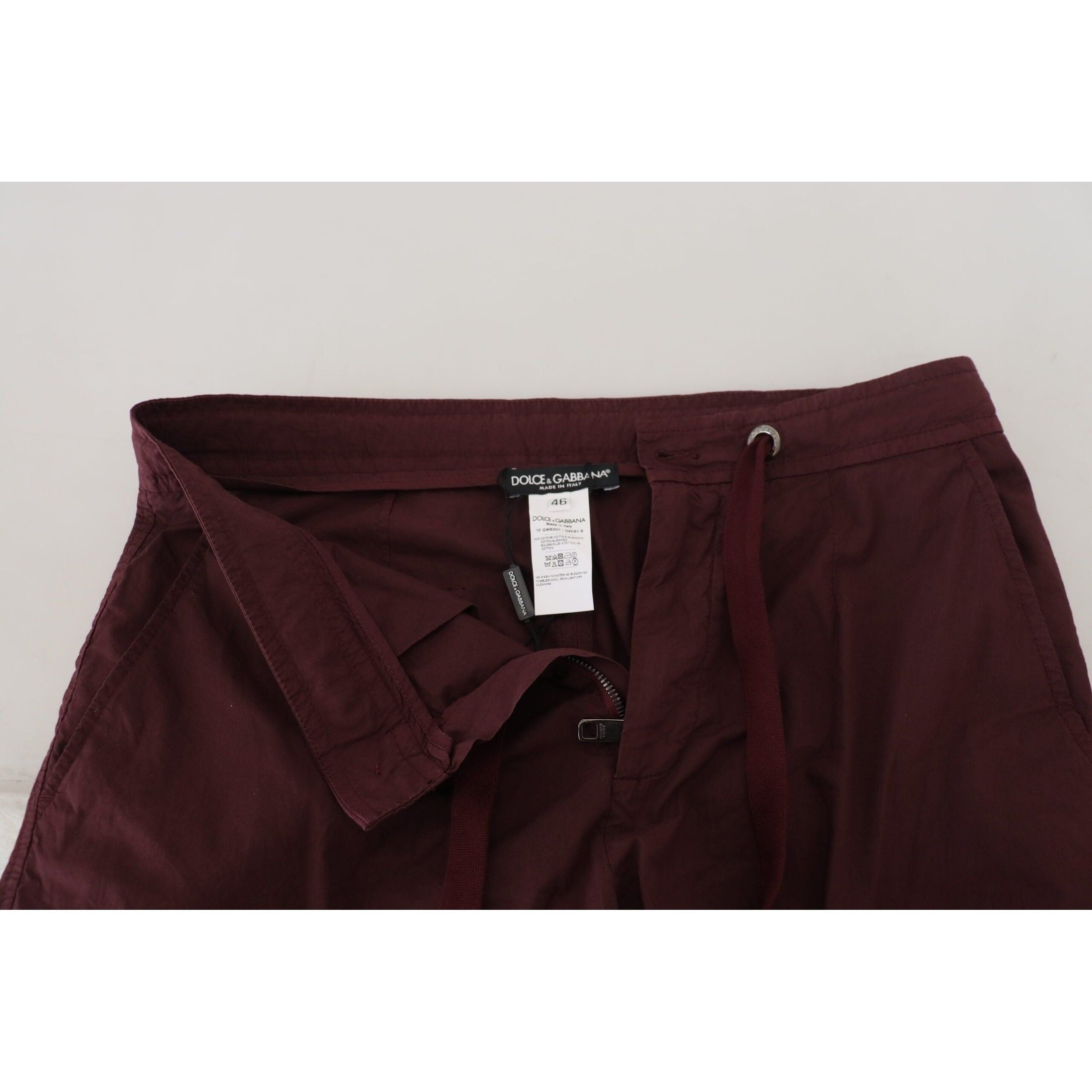 Elegant Burgundy Cotton Jogger Pants