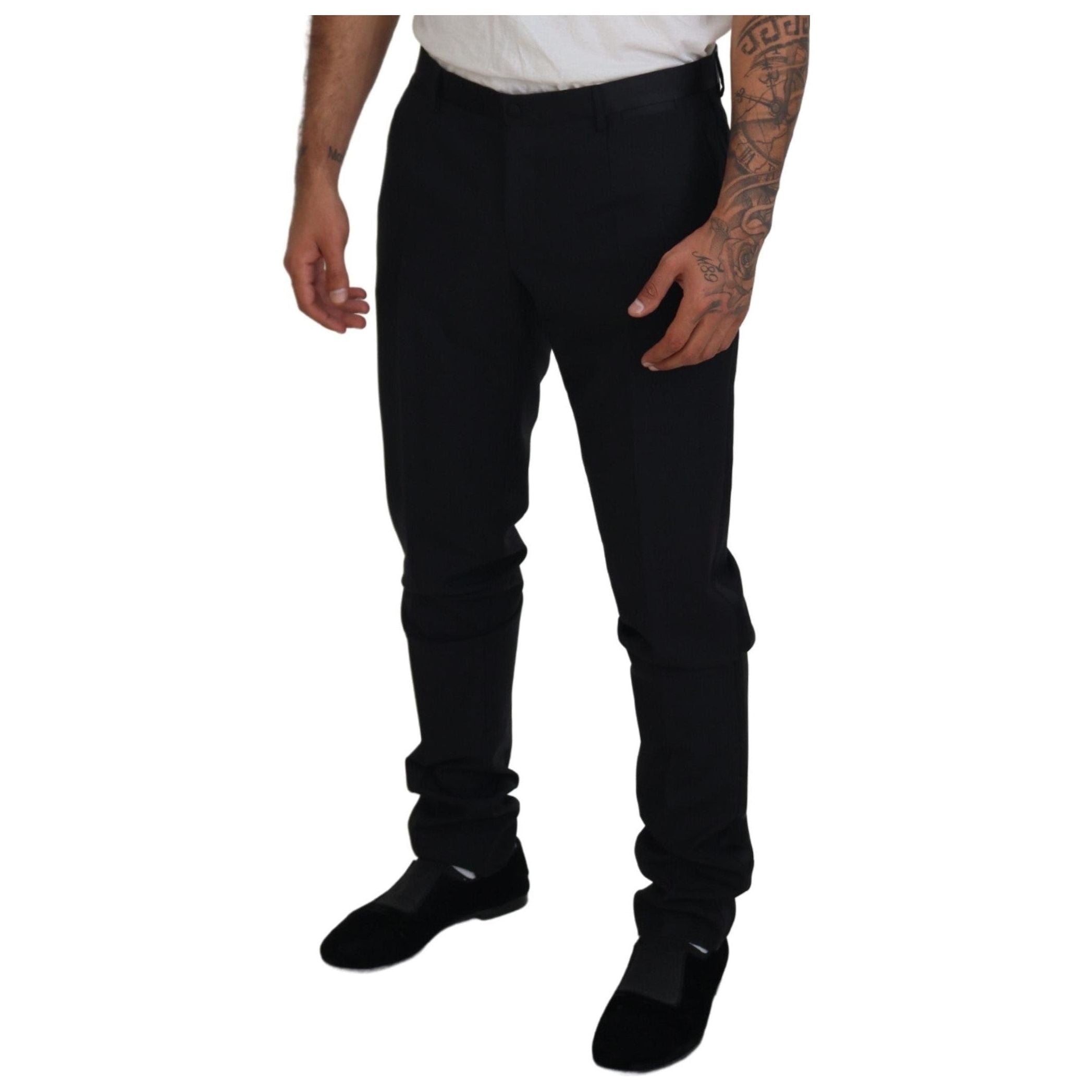 Elegant Black Dress Pants from Virgin Wool Blend