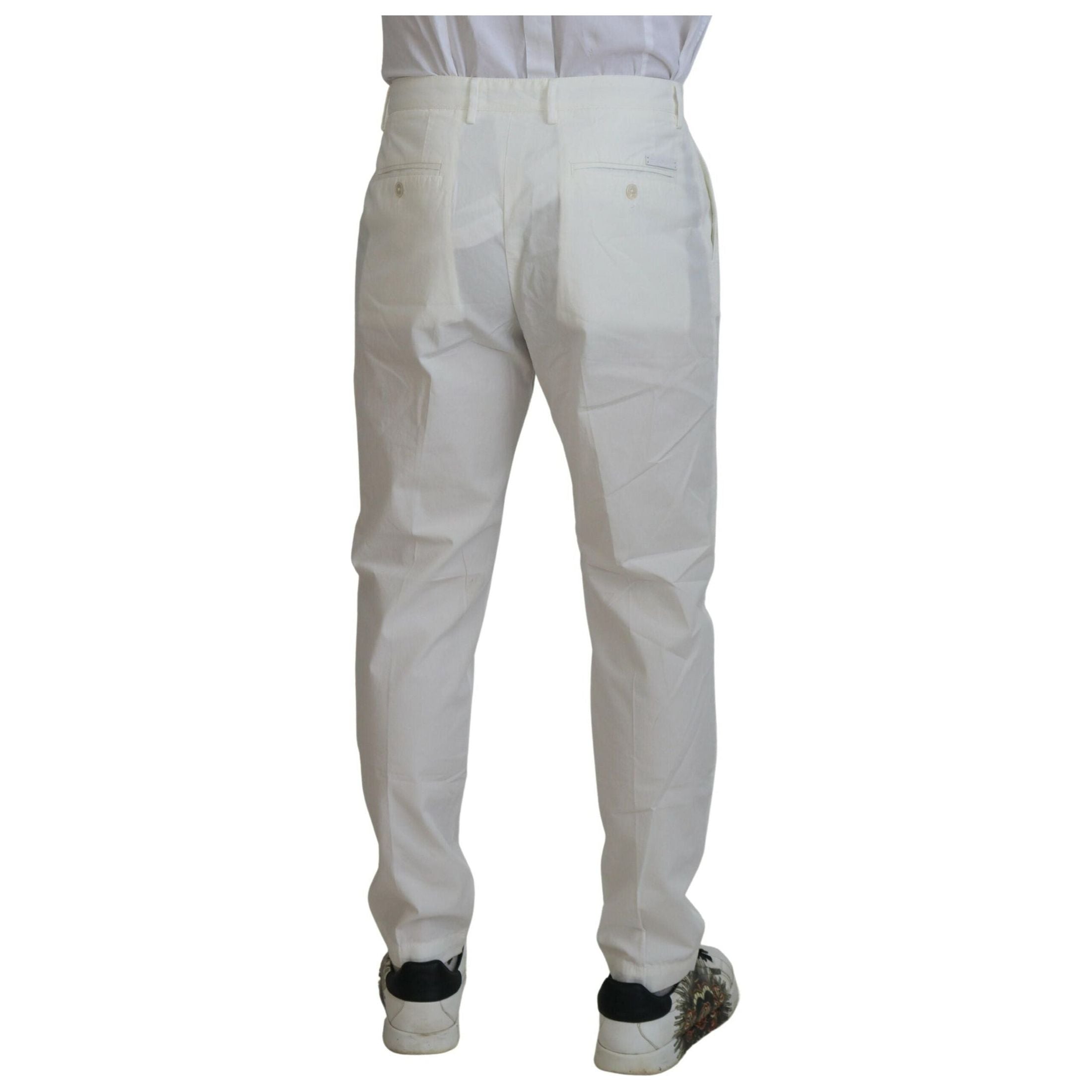 Elegant White Cotton Chino Pants