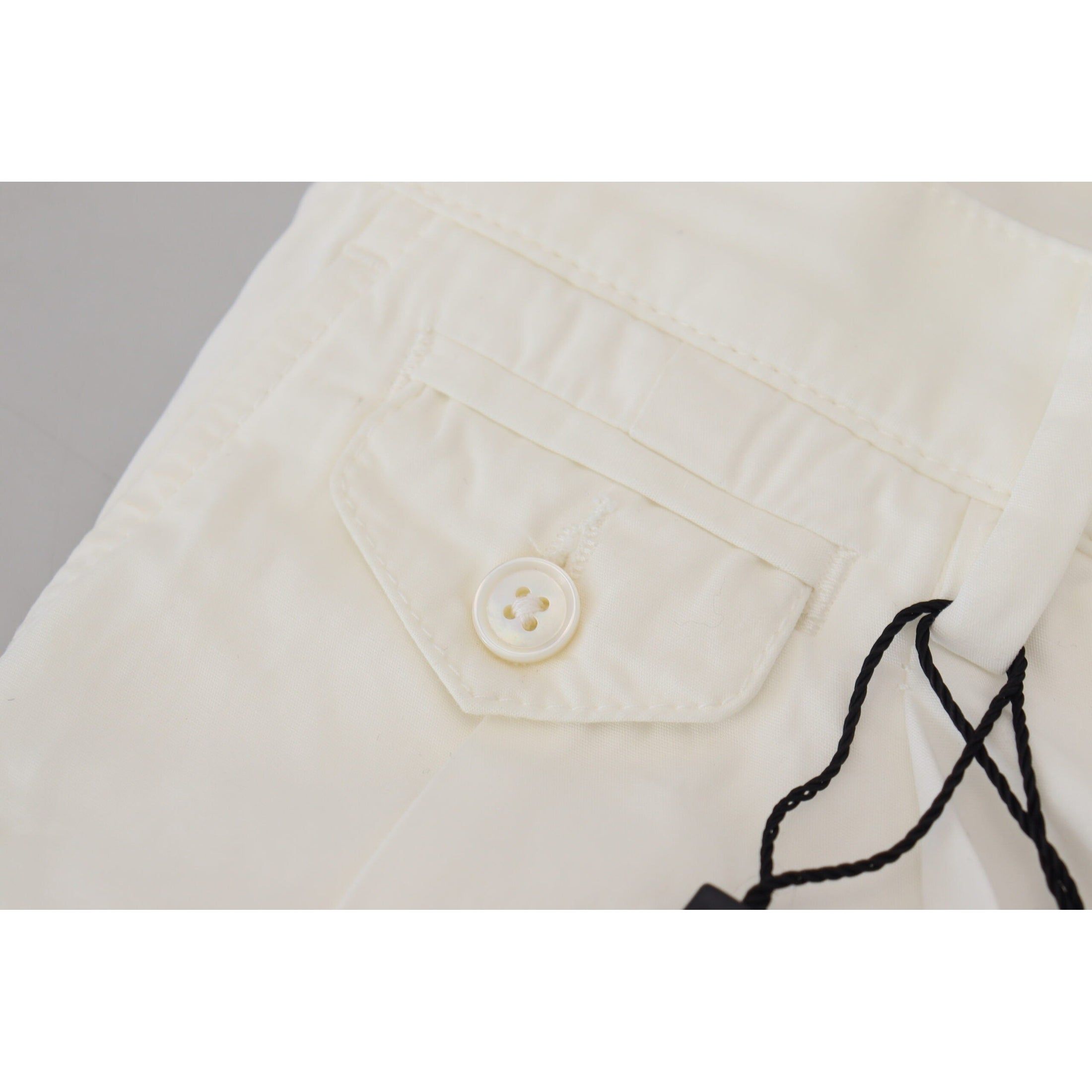 Elegant White Cotton Chino Pants