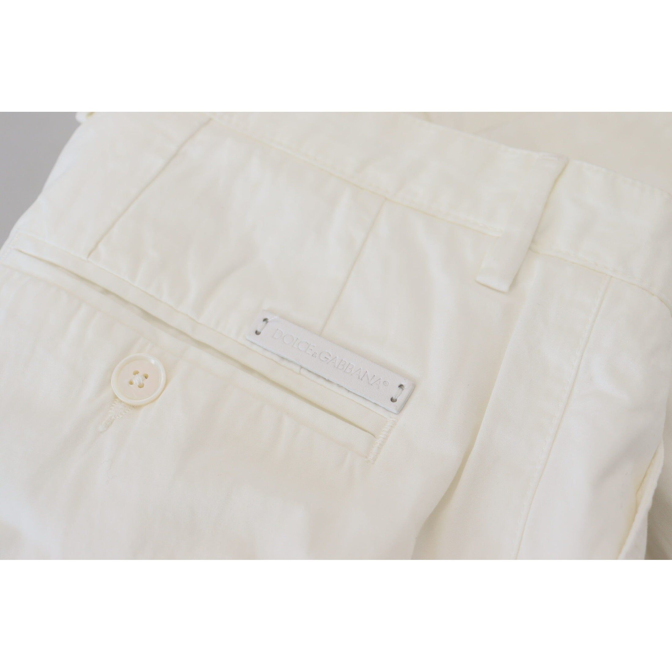 Elegant White Cotton Chino Pants