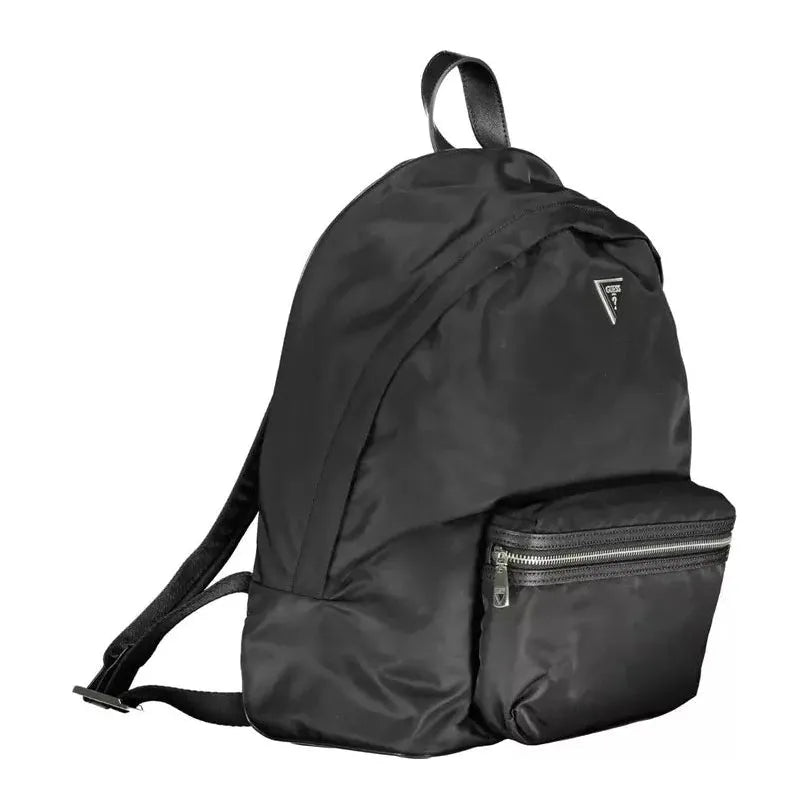 Sleek Black Nylon Backpack with Laptop Compartment