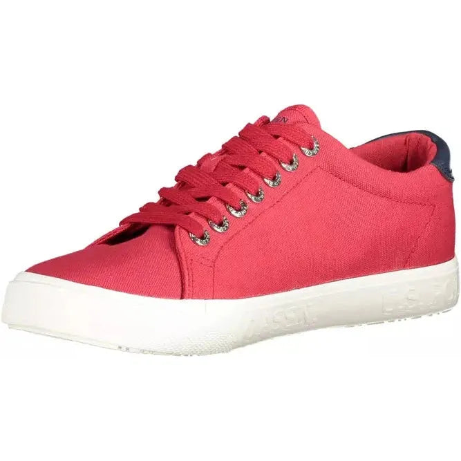 Chic Pink Lace-Up Sneakers with Contrasting Details