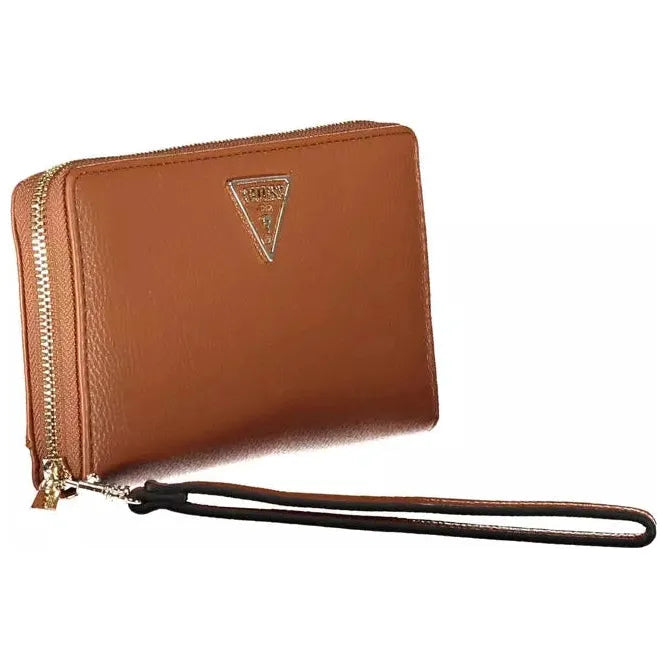 Chic Brown Polyethylene Wallet with Coin Purse