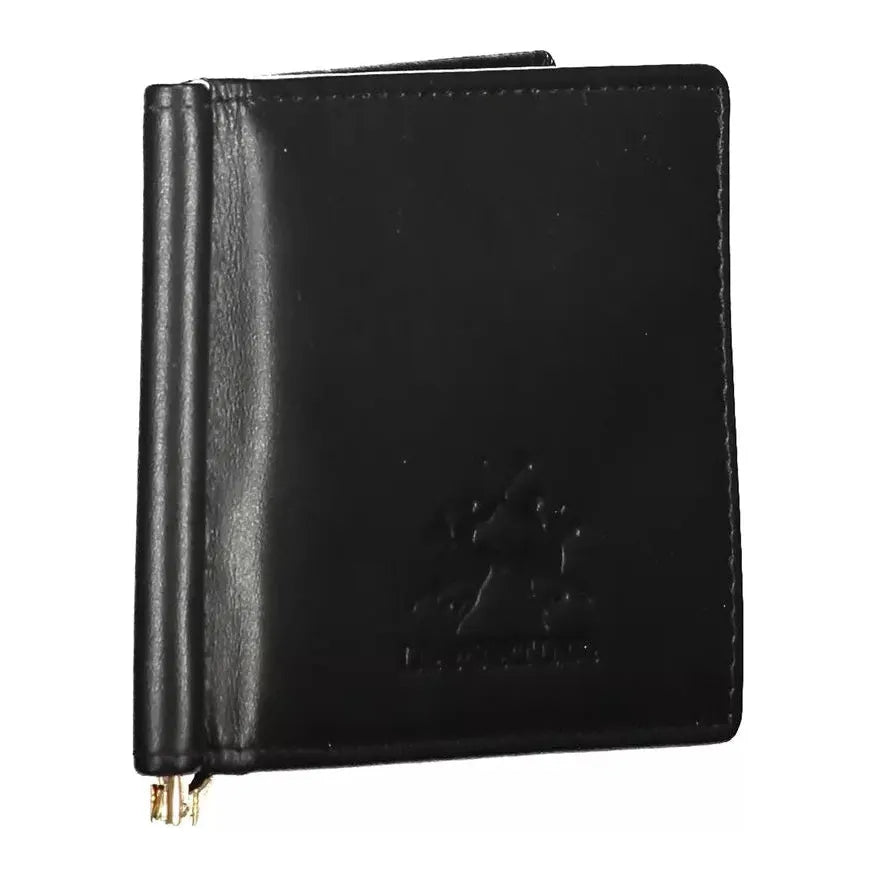 Sleek Black Leather Money Clip Wallet