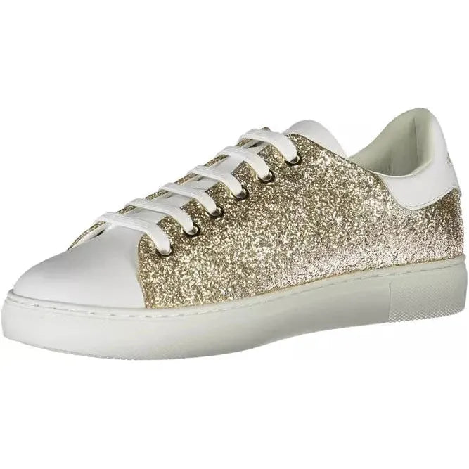 Gleaming Gold Lace-Up Sport Sneakers