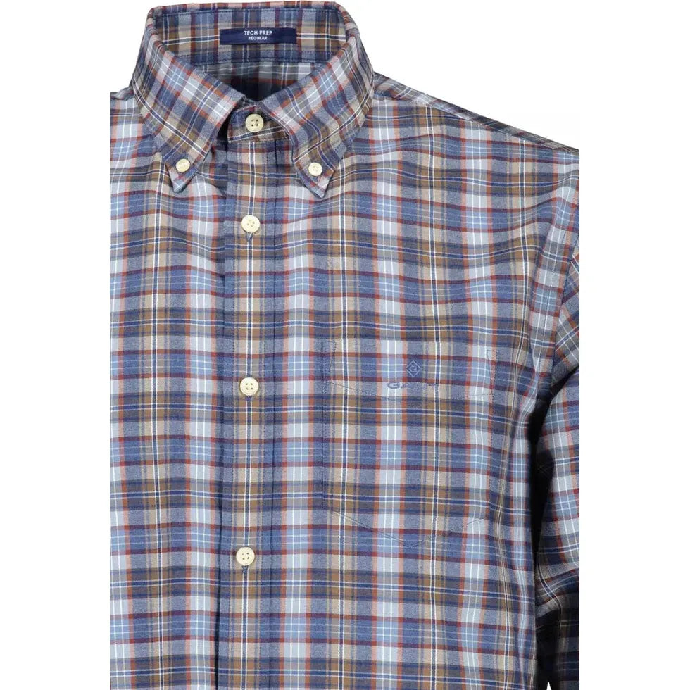 Elegant Blue Button-Down Cotton Blend Shirt