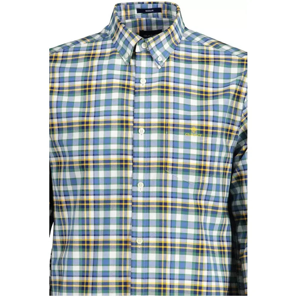 Elegant Blue Cotton Button-Down Shirt