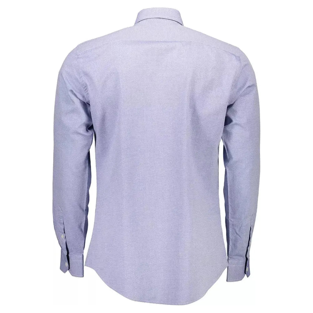 Elegant Blue Narrow Fit Cotton Shirt