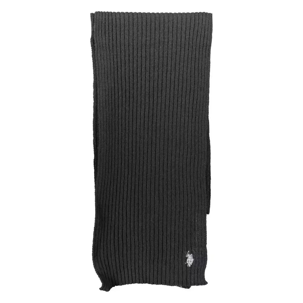 Elegant Black Wool-Cashmere Blend Scarf