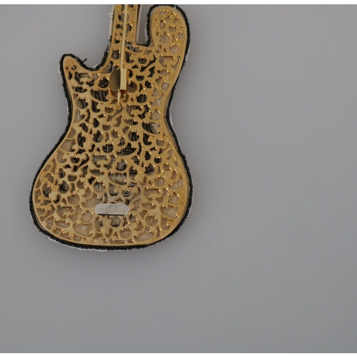 Gold Sequined Guitar Pin Brooch