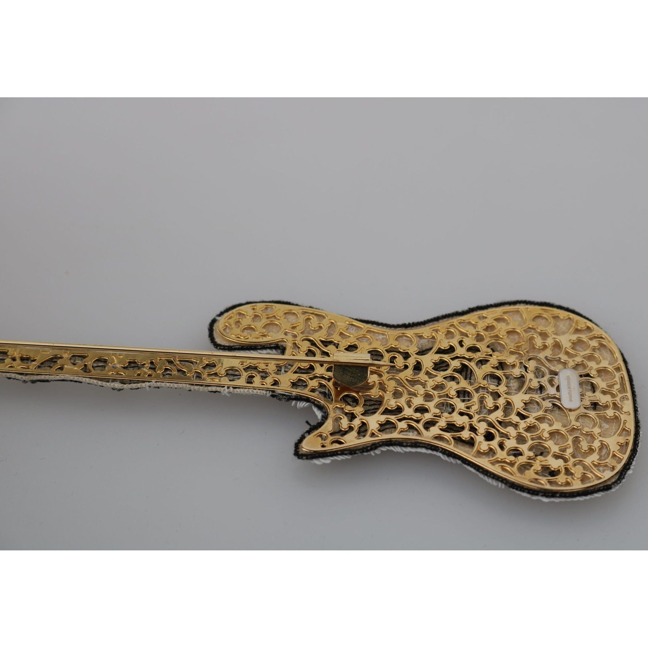 Gold Sequined Guitar Pin Brooch