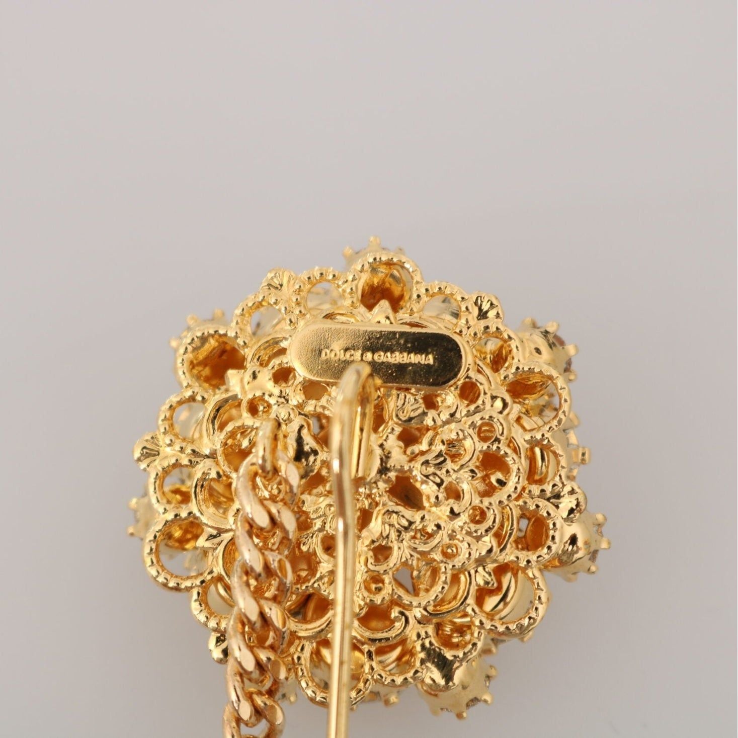 Exquisite Crystal-Embellished Gold Brooch