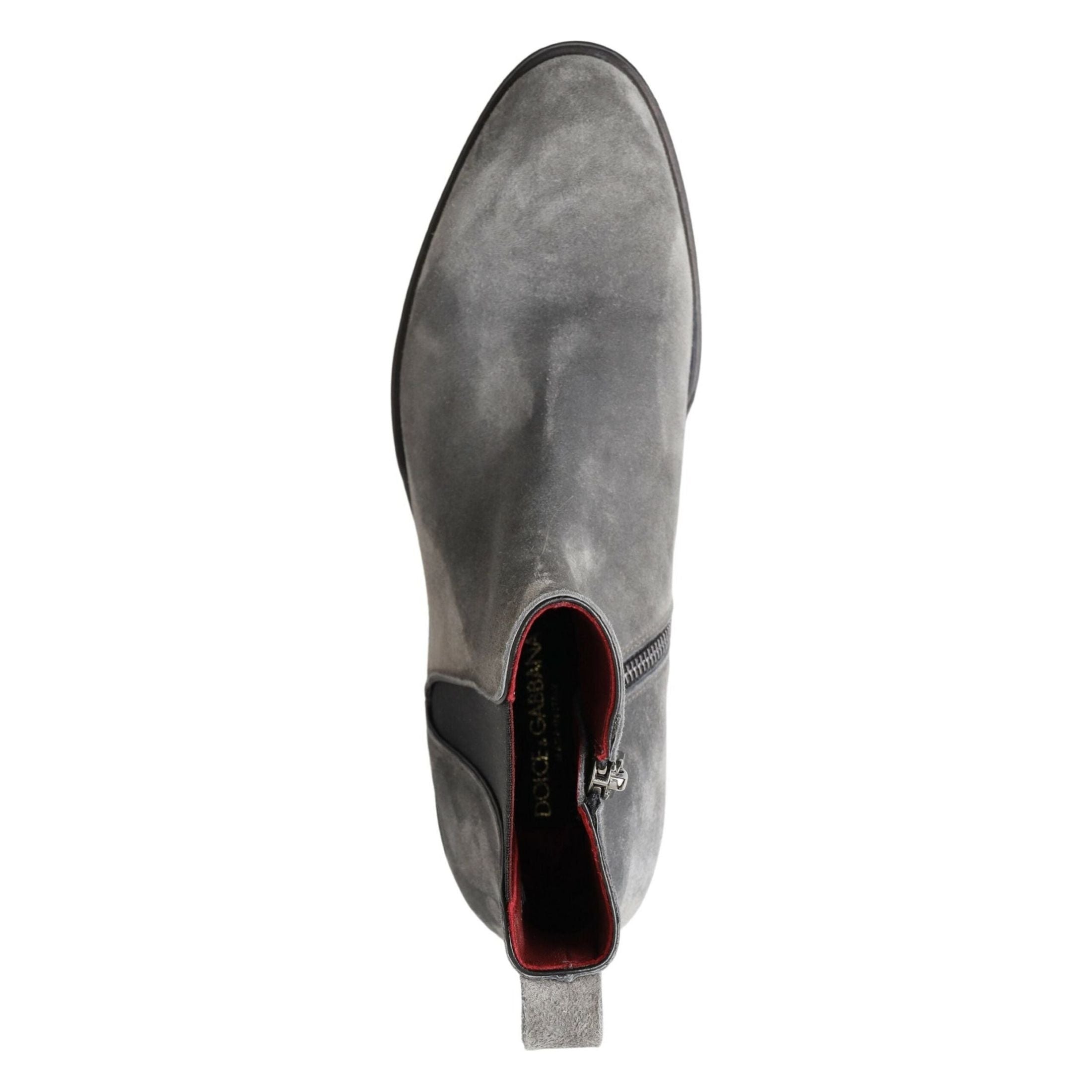 Elegant Gray Chelsea Leather Boots