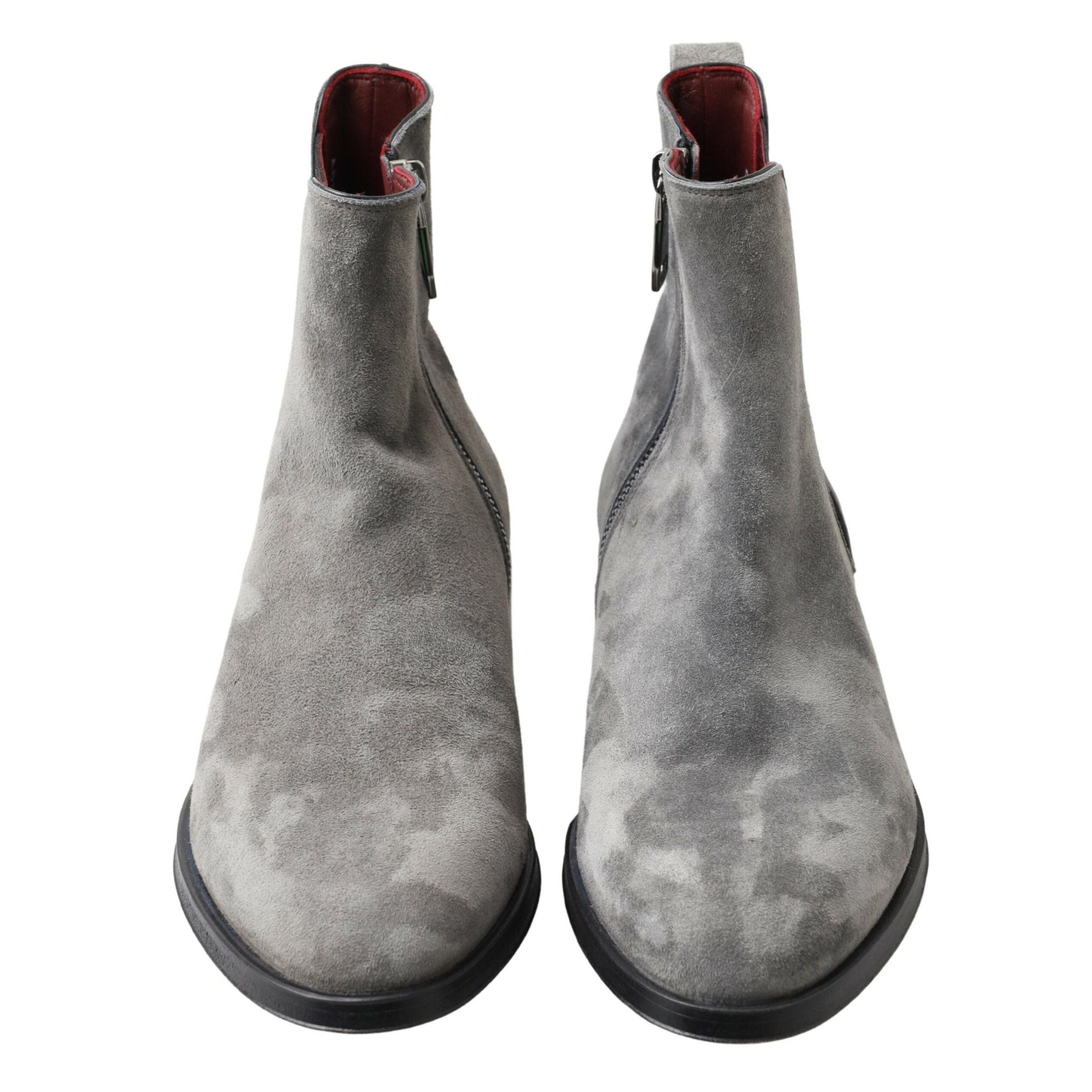 Elegant Gray Chelsea Leather Boots