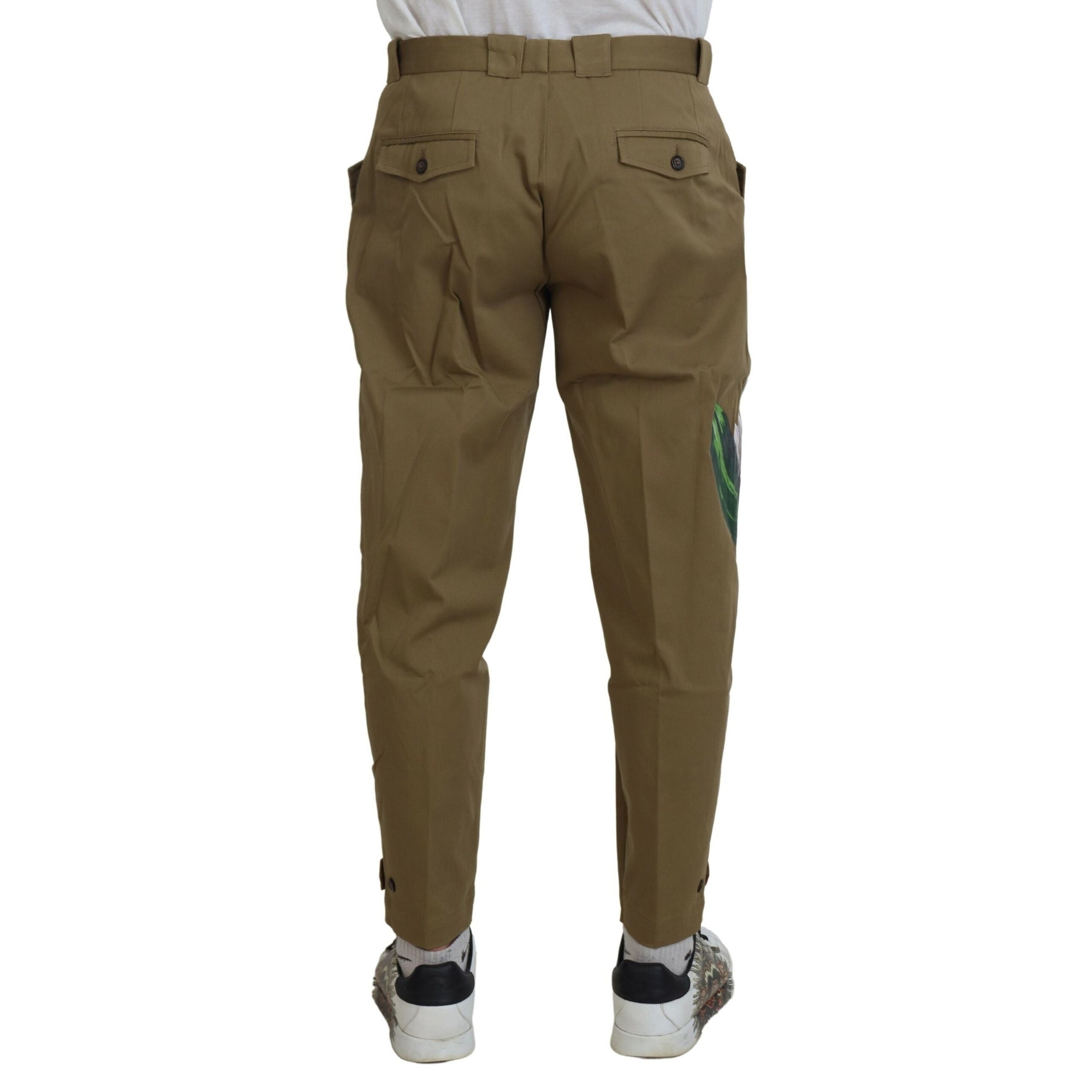 Exquisite Floral Beige Chino Pants