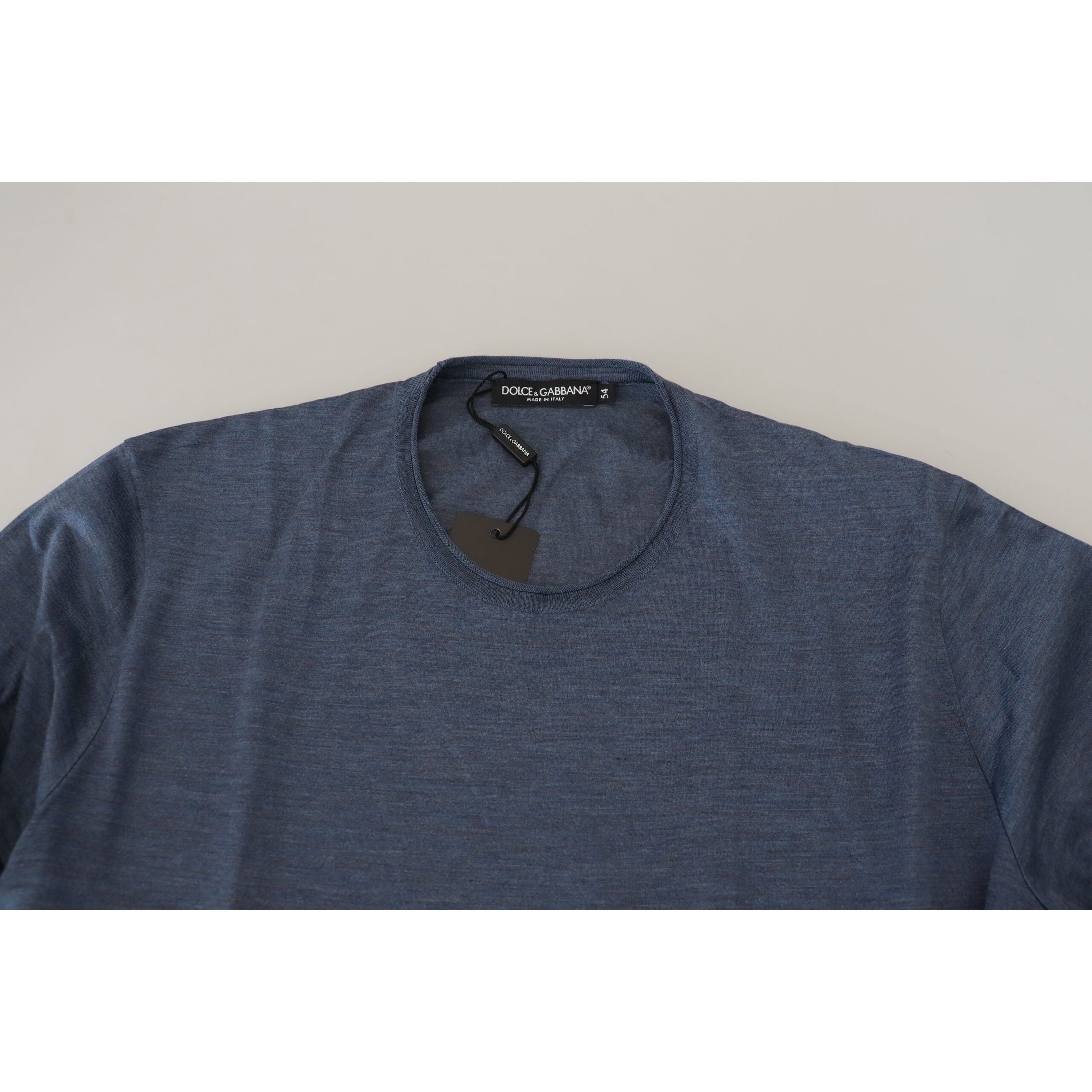 Elegant Silk Crewneck Blue Tee