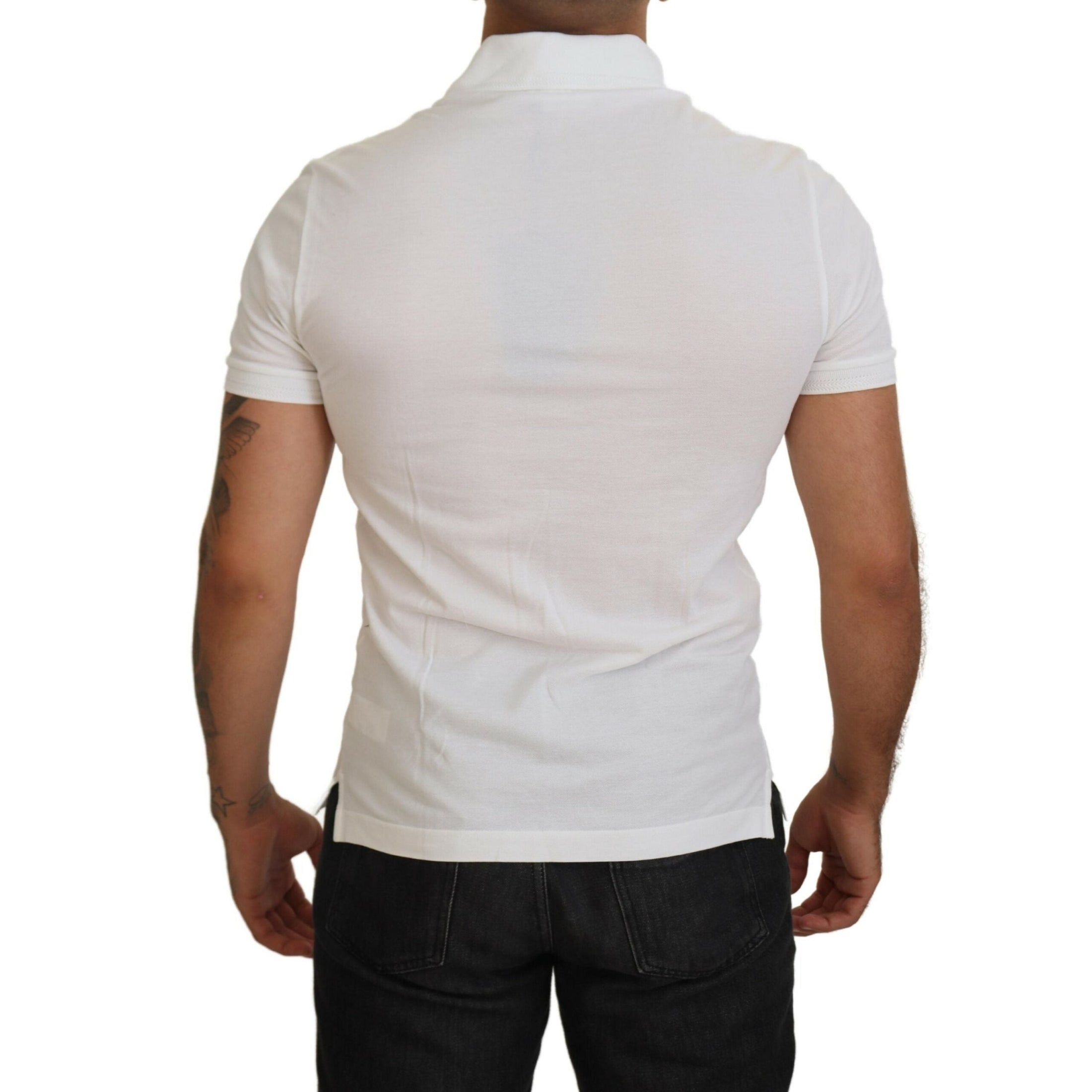 Elegant White Cotton Blend Polo