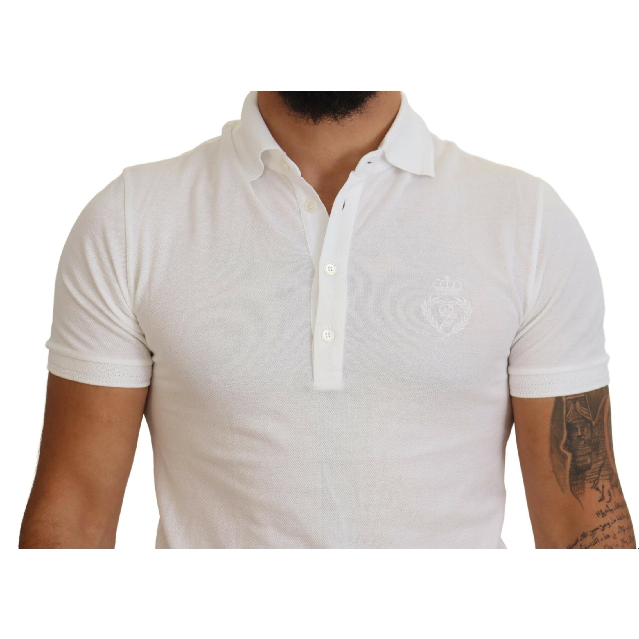 Elegant White Cotton Blend Polo