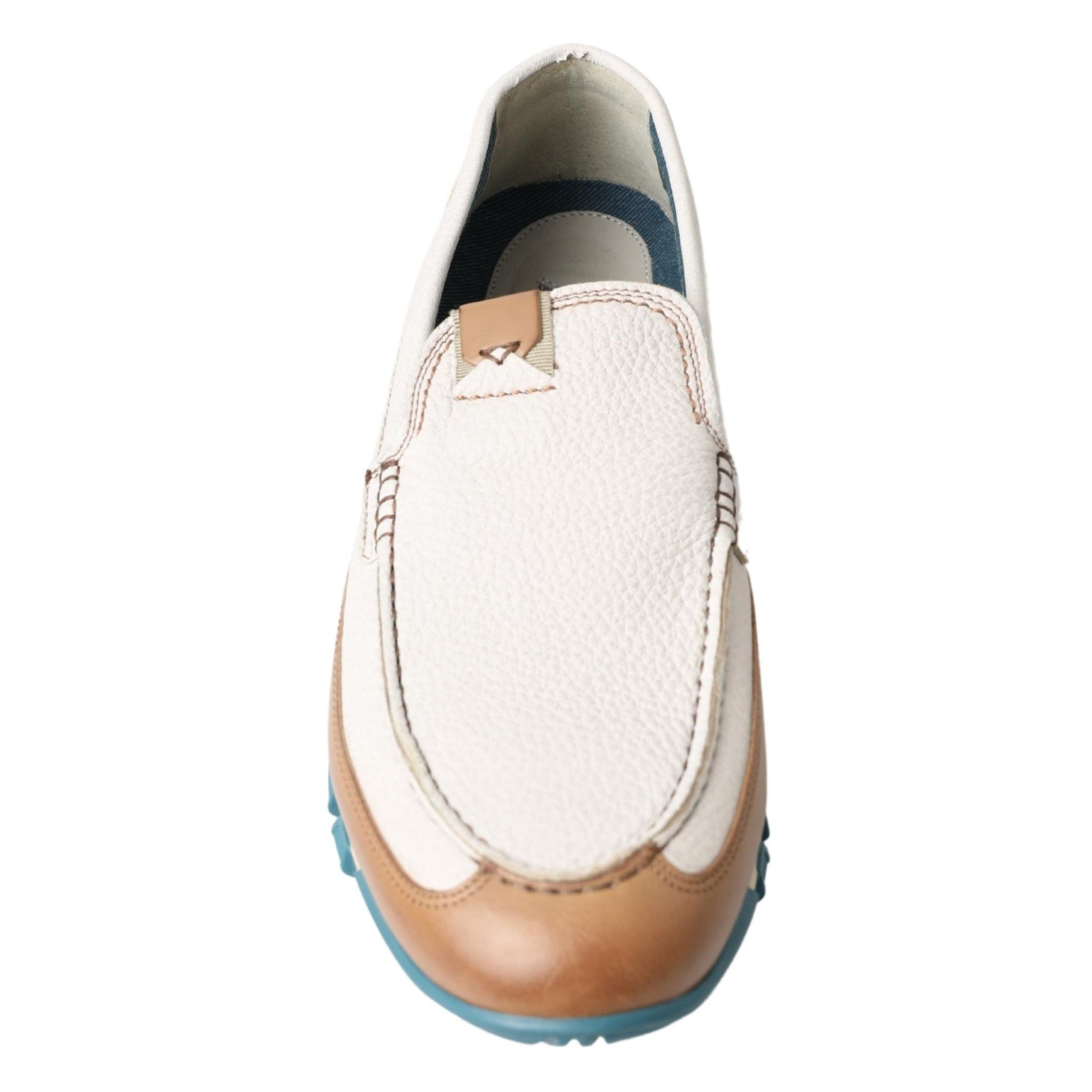 Elegant White Leather Slipper Loafers