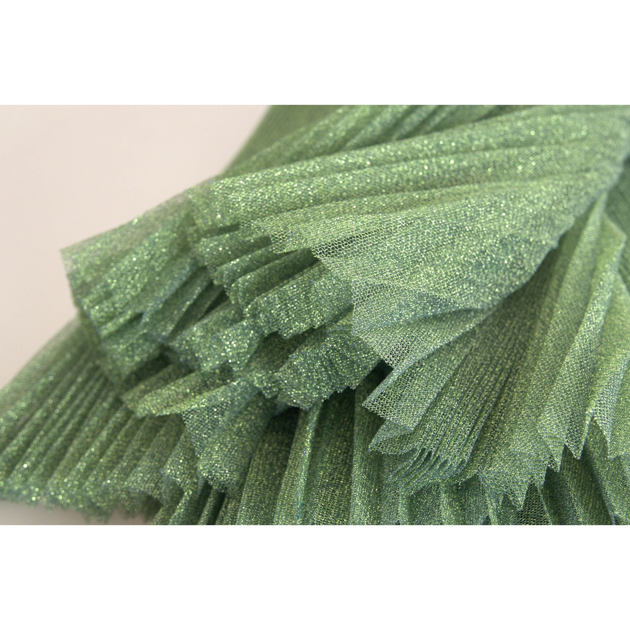 Enchanting Metallic Green Pleated A-Line Skirt