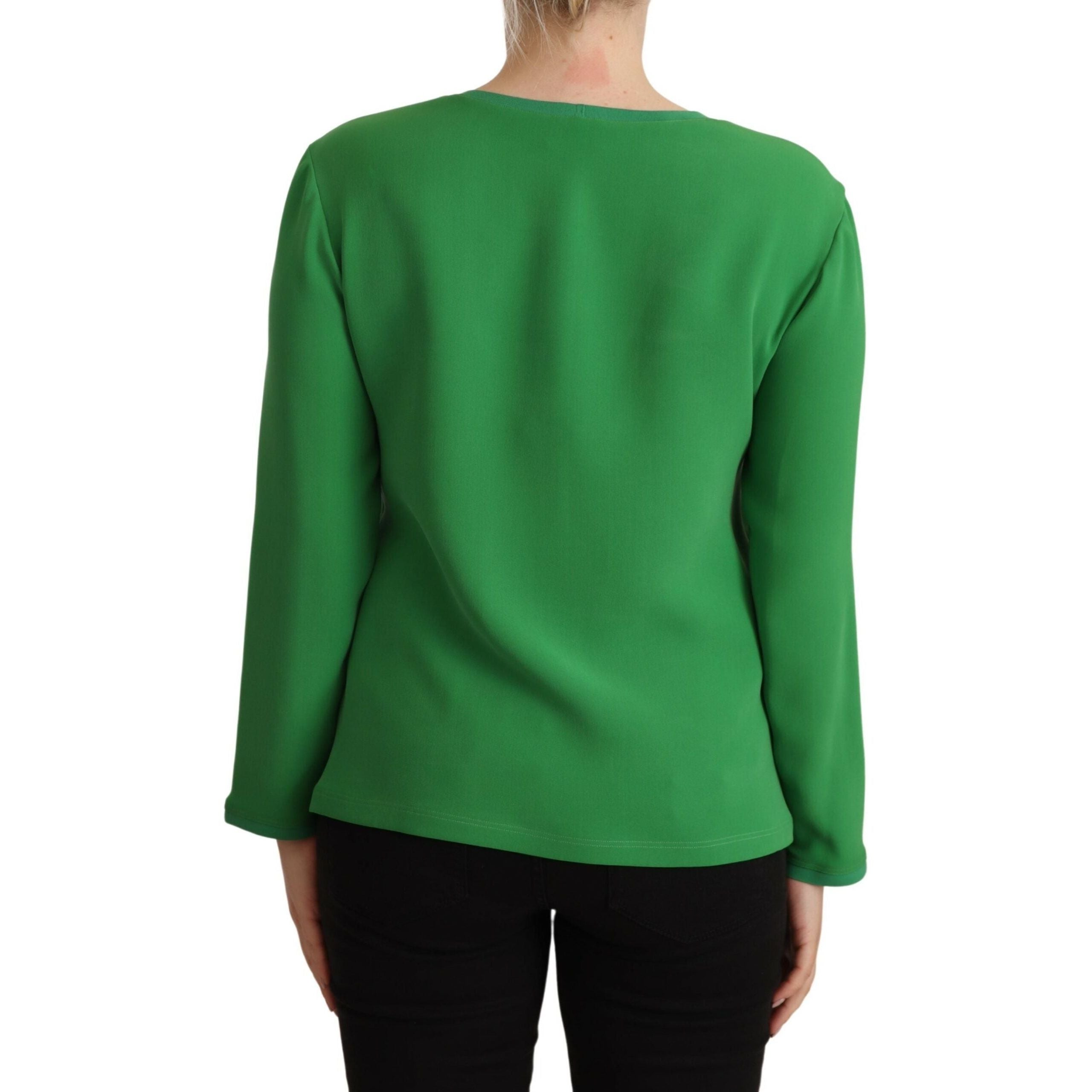 Elegant Silk Long Sleeve Sweater in Lush Green