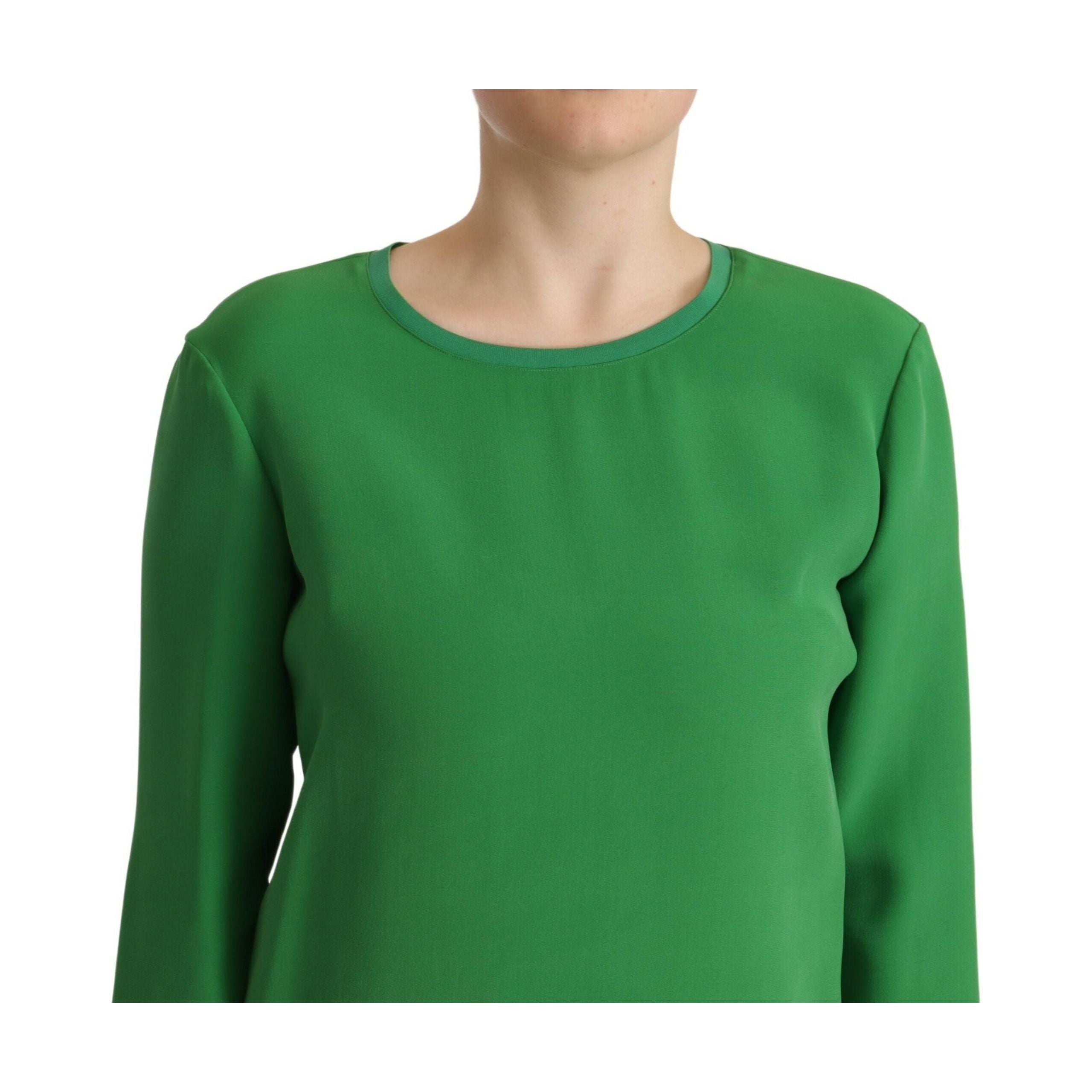 Elegant Silk Long Sleeve Sweater in Lush Green